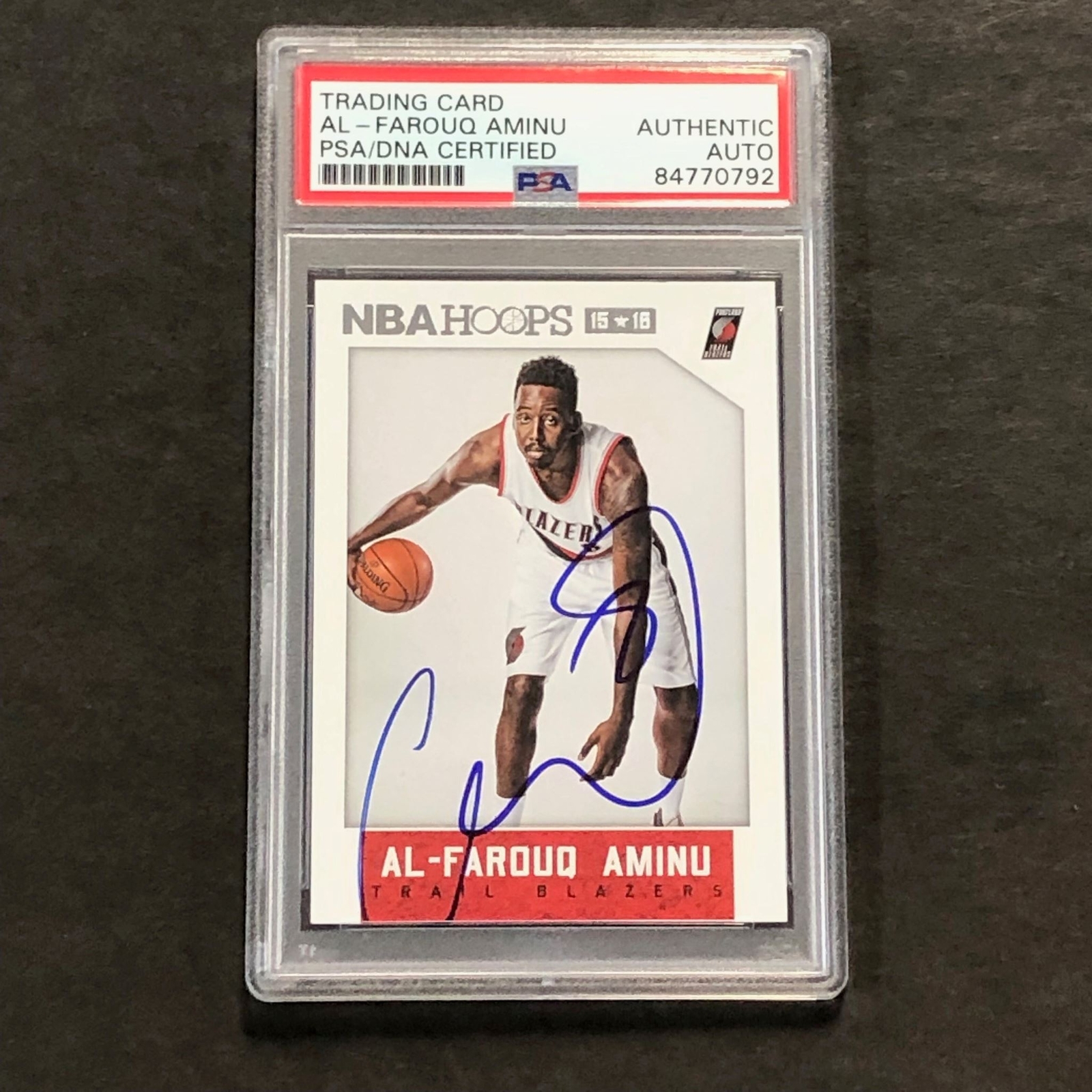 2015-16 NBA Hoops #25 Al-Farouq Aminu Signed Card AUTO PSA Slabbed Trail Blazers