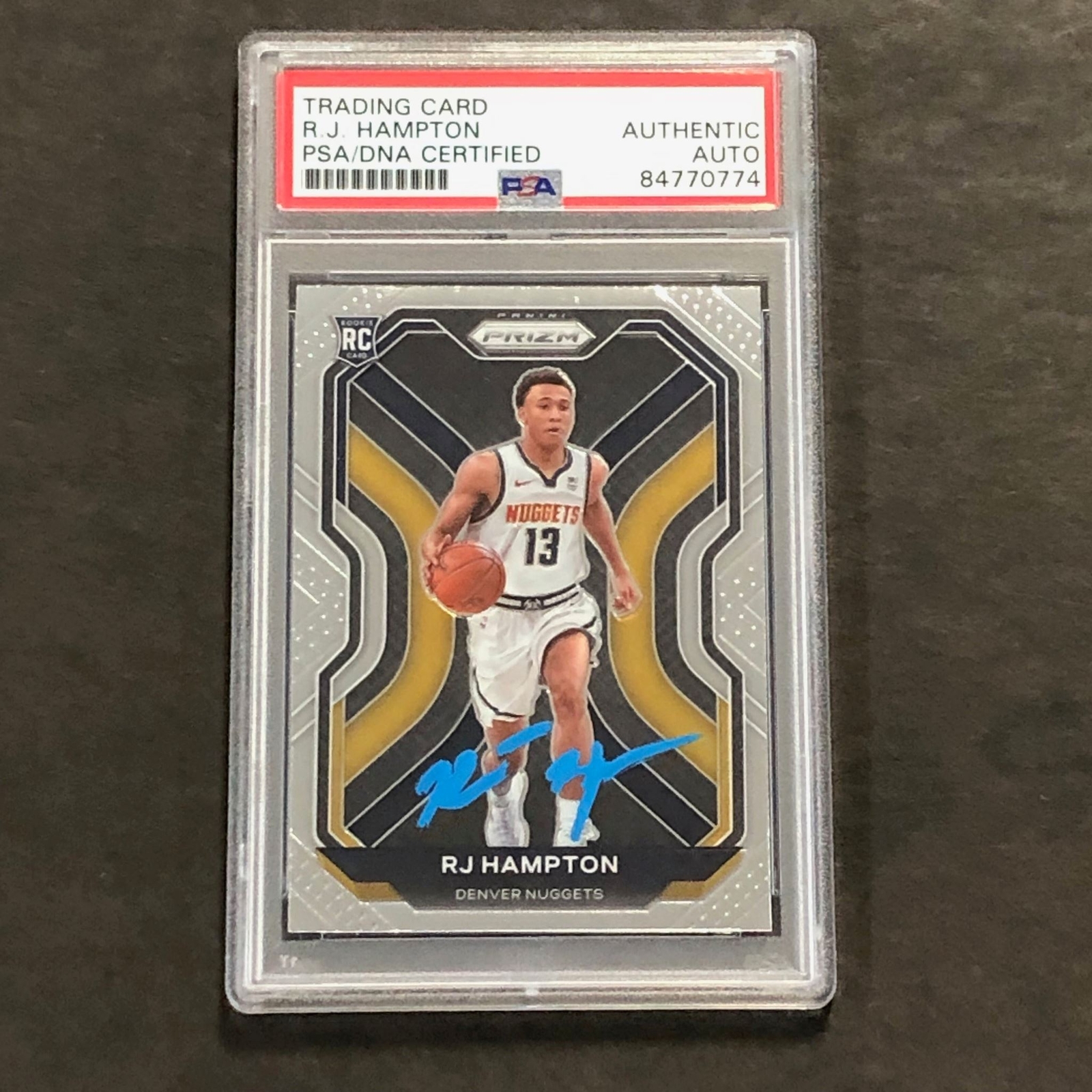 2020-21 Panini Prizm #286 RJ Hampton signed Auto Card PSA/DNA Slabbed RC Nuggets