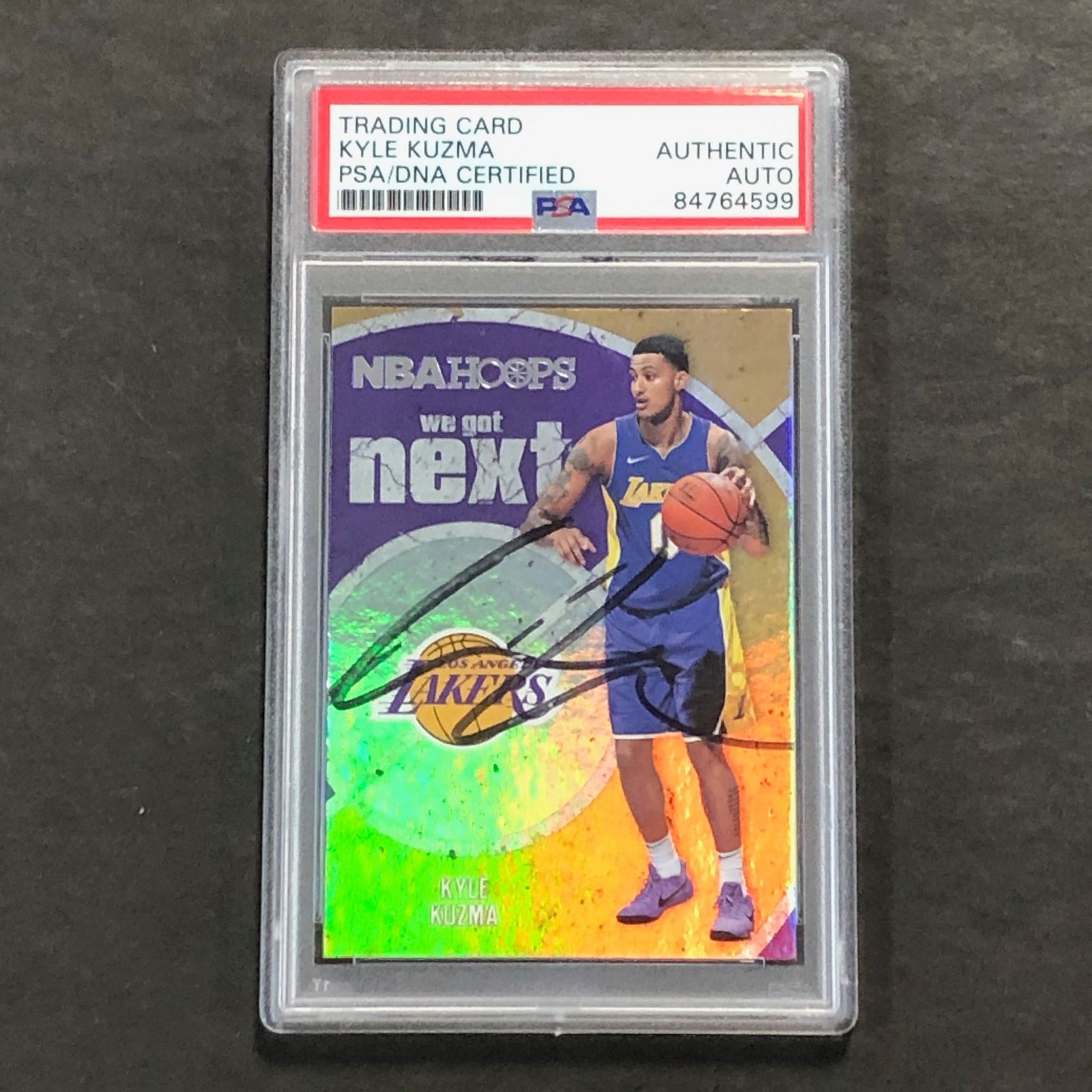 2017-18 Panini NBA Hoops #25 Kyle Kuzma Signed Card Auto PSA Slabbed Lakers
