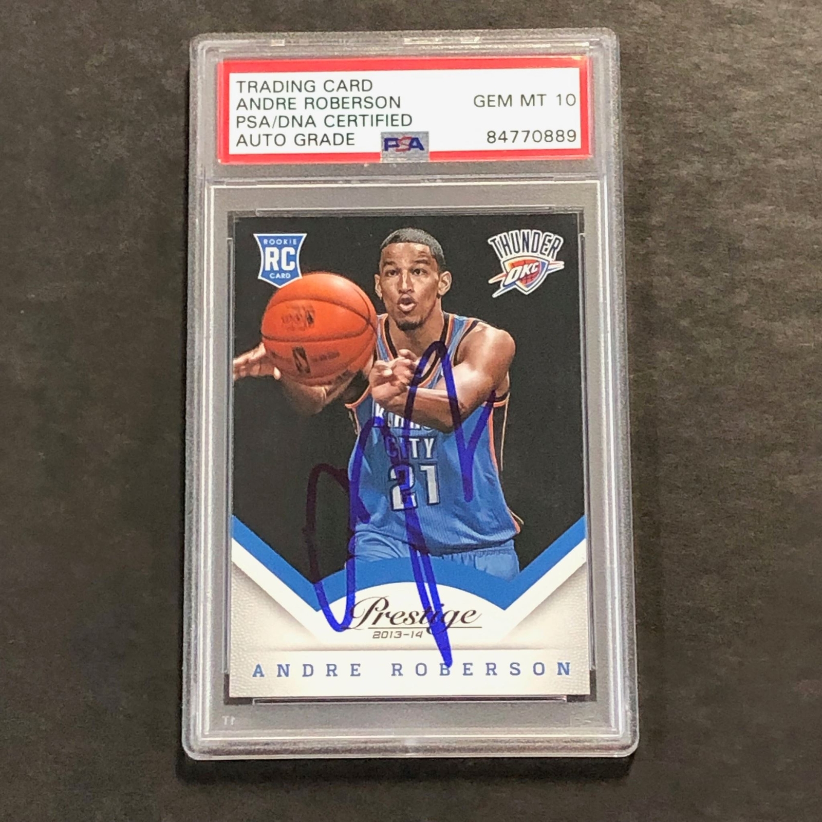 2013-14 Panini Prestige #186 Andre Roberson Signed Card AUTO 10 PSA Slabbed RC T