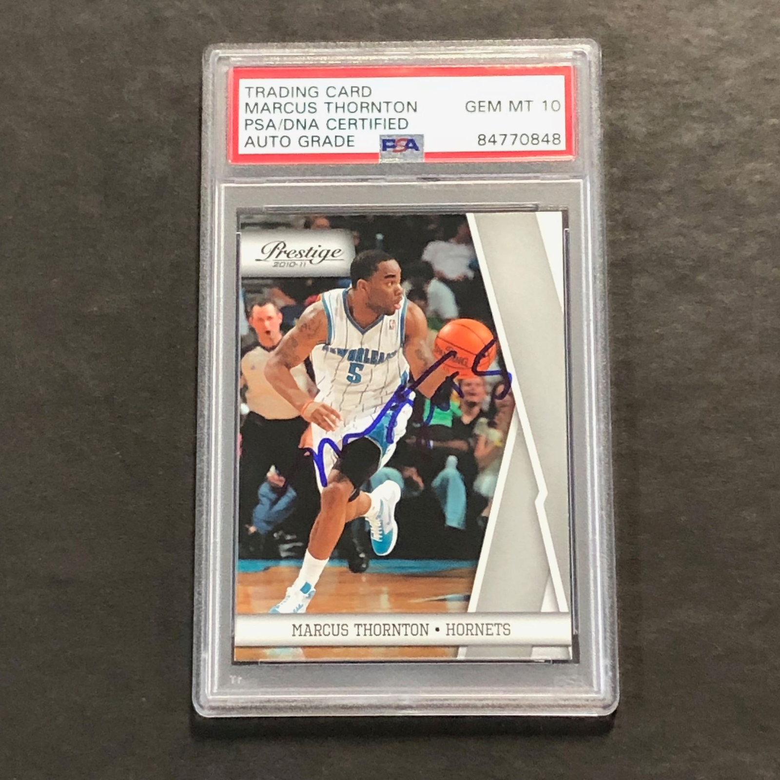 2010-11 Panini Prestige #76 Marcus Thornton Signed Card AUTO 10 PSA Slabbed Horn