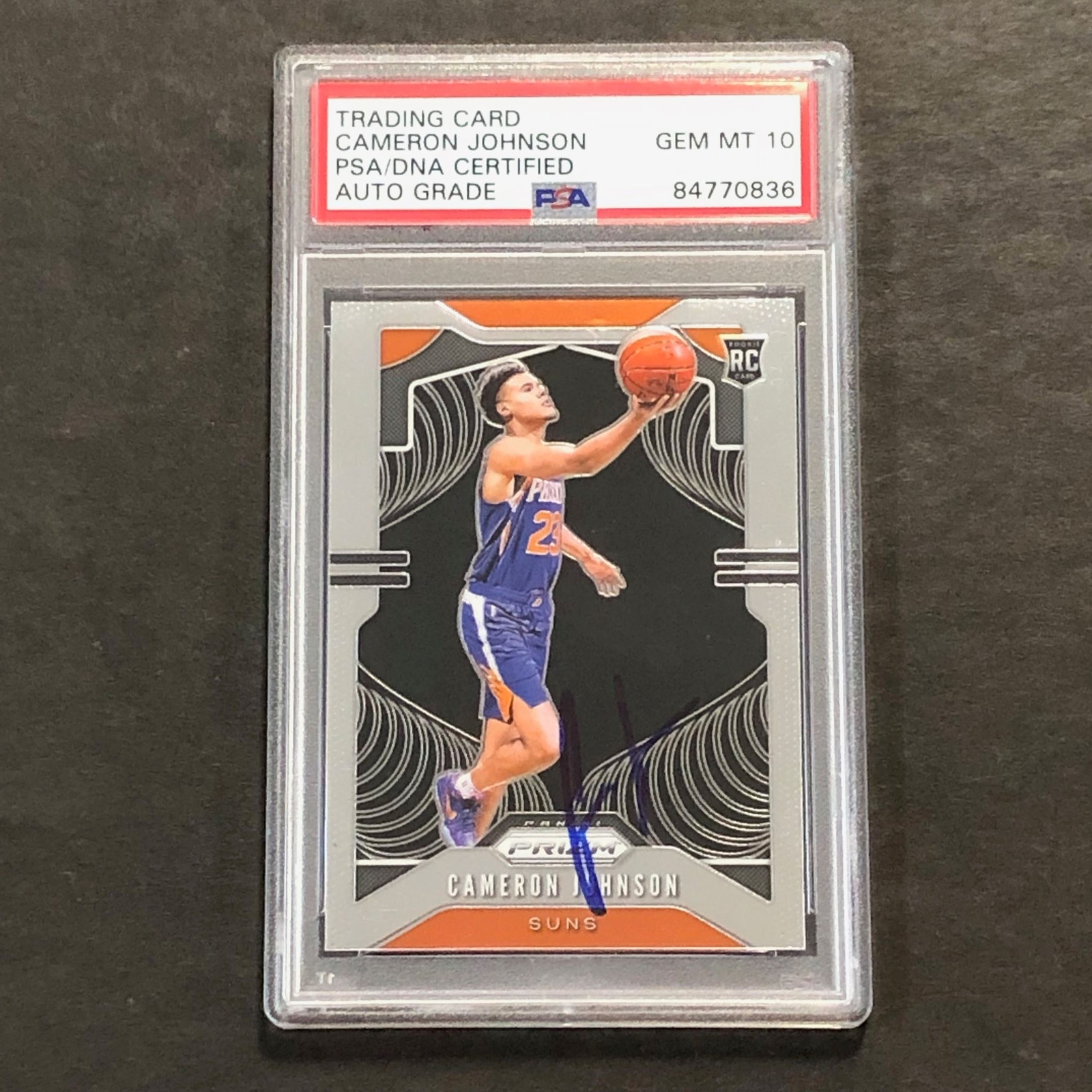 2019-20 Panini Prizm #257 Cameron Johnson Signed Card PSA Slabbed Auto 10 RC Sun