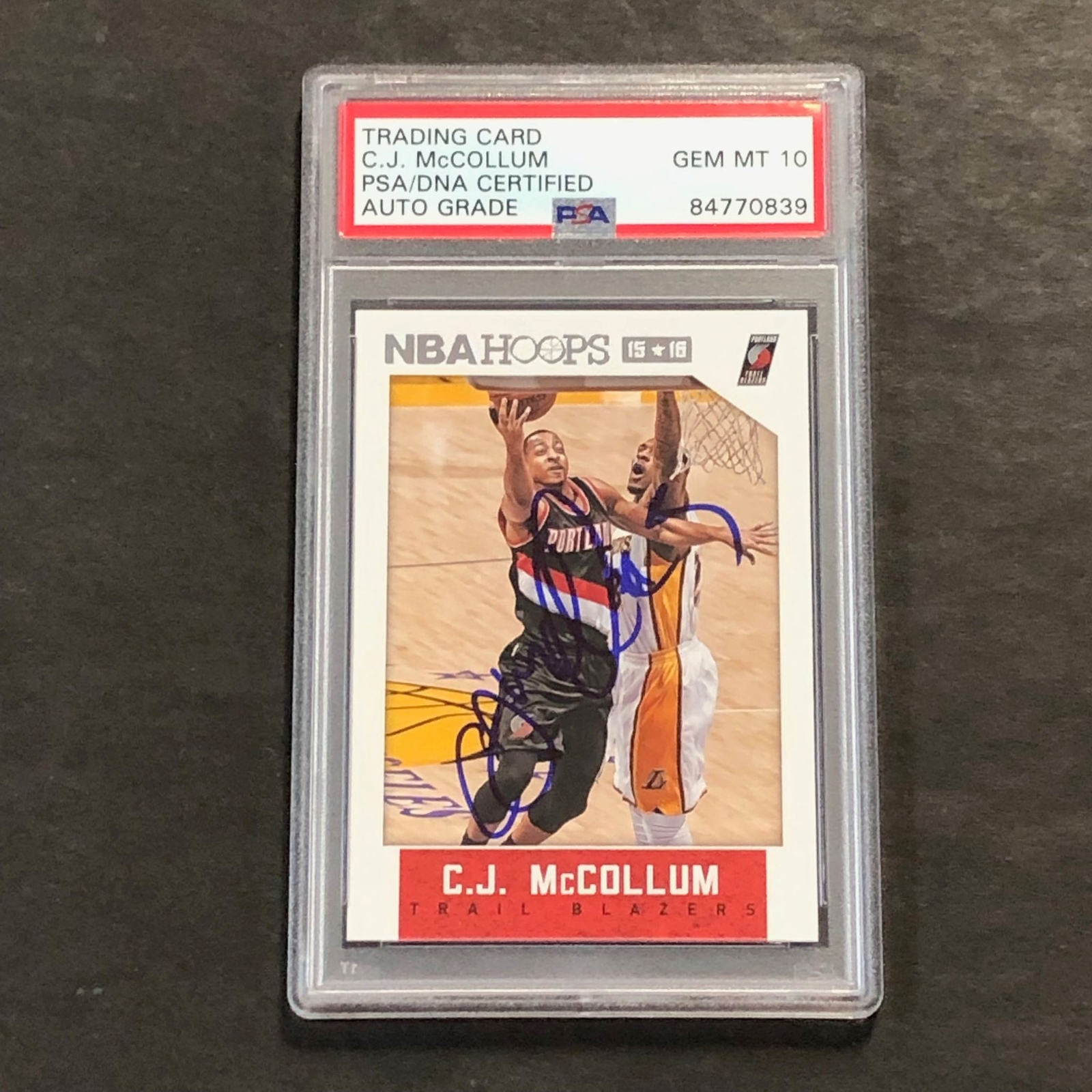 2015-16 NBA Hoops #67 CJ McCollum Signed Card AUTO 10 PSA Slabbed Blazers