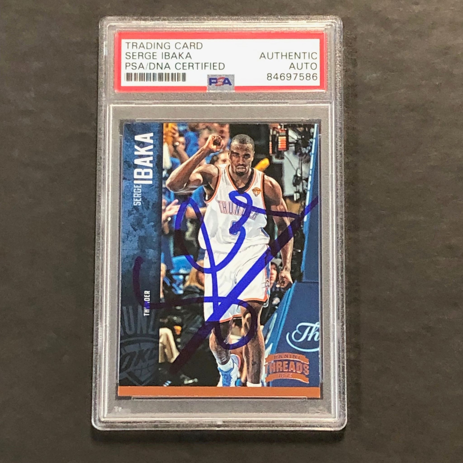 2012-13 Panini Threads #101 Serge Ibaka Signed Card PSA Slabbed Magic