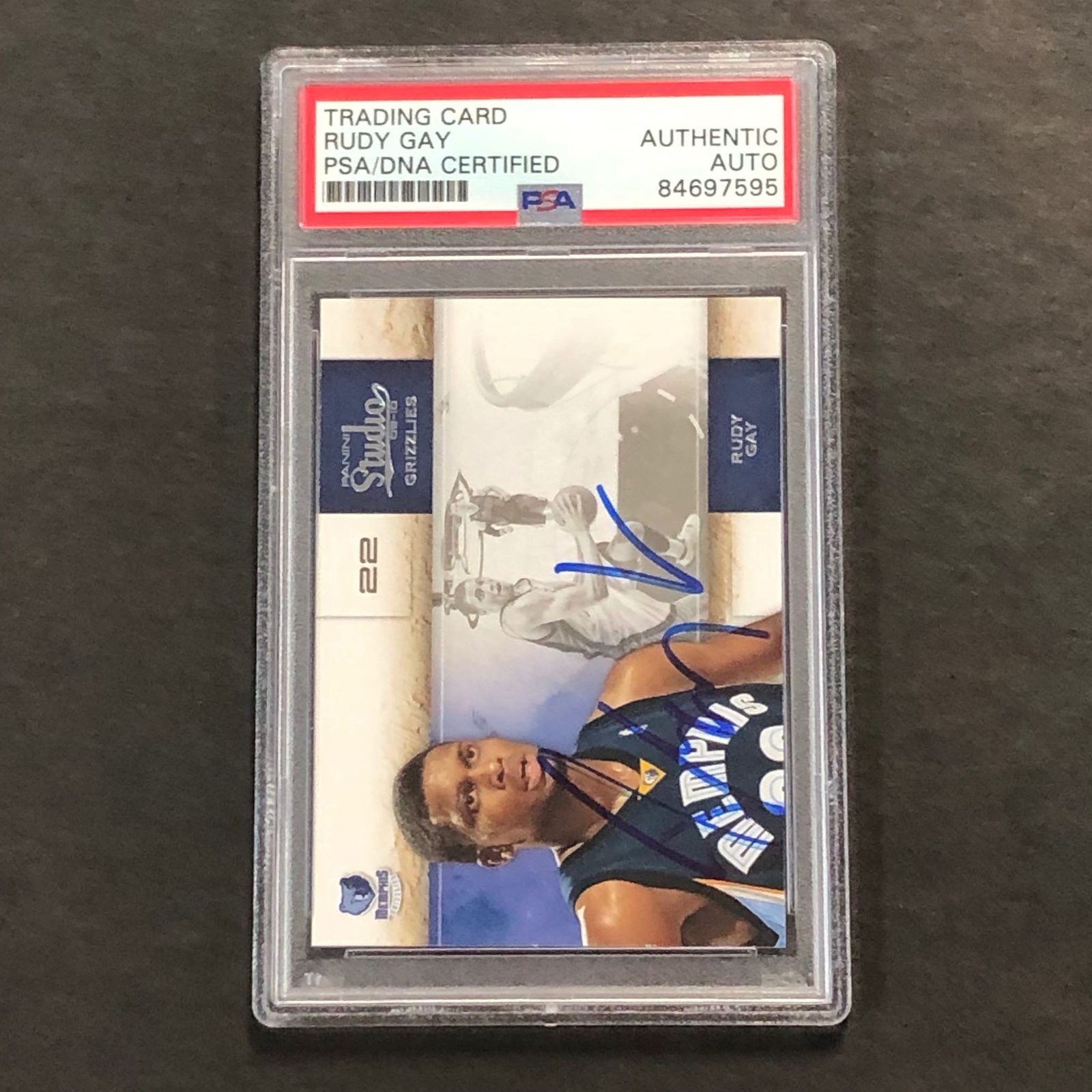 2009-10 Panini Studio #39 Rudy Gay Signed Card AUTO PSA Slabbed Grizzlies