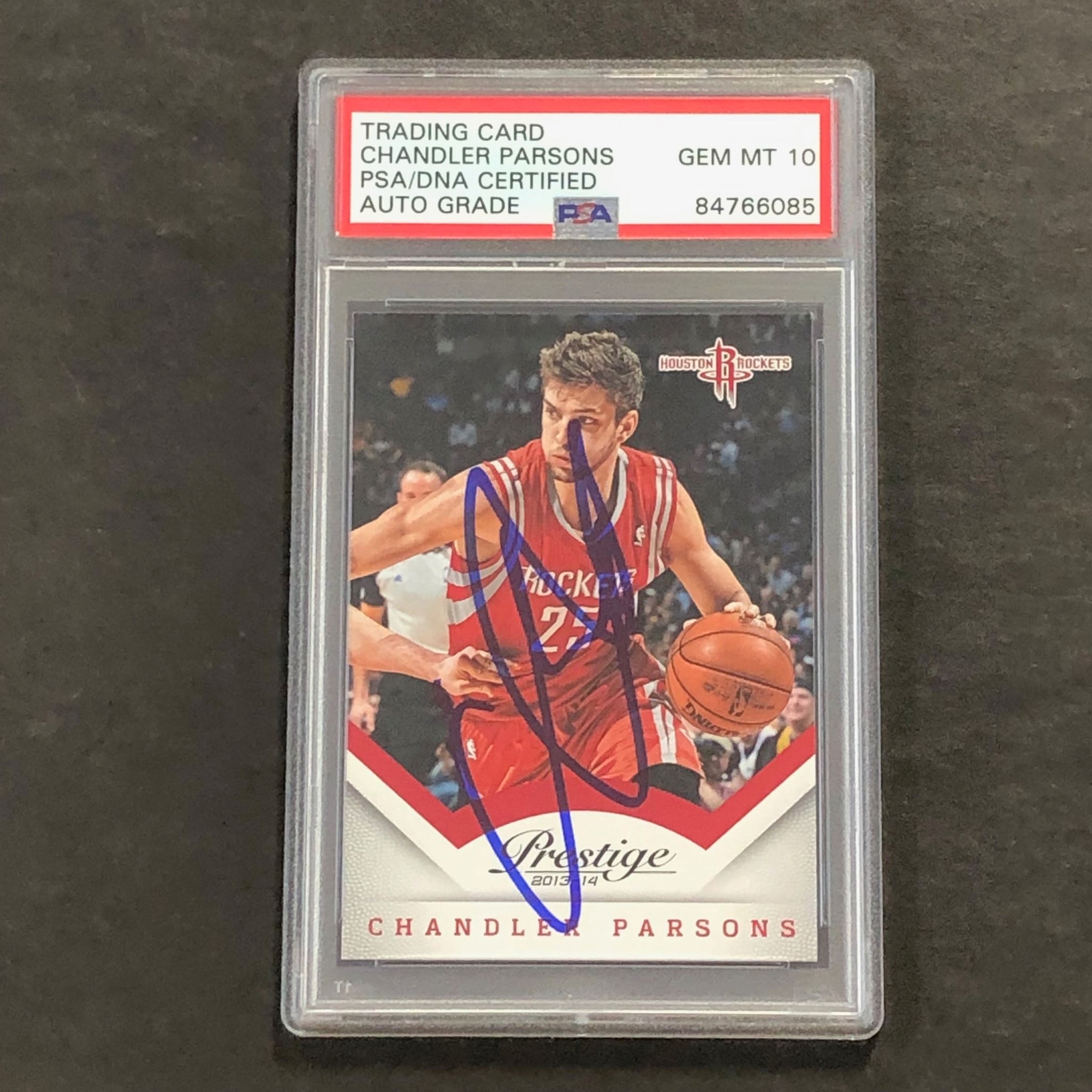 2013-14 Panini Prestige #113 Chandler Parsons Signed Card AUTO 10 PSA/DNA Slabbe