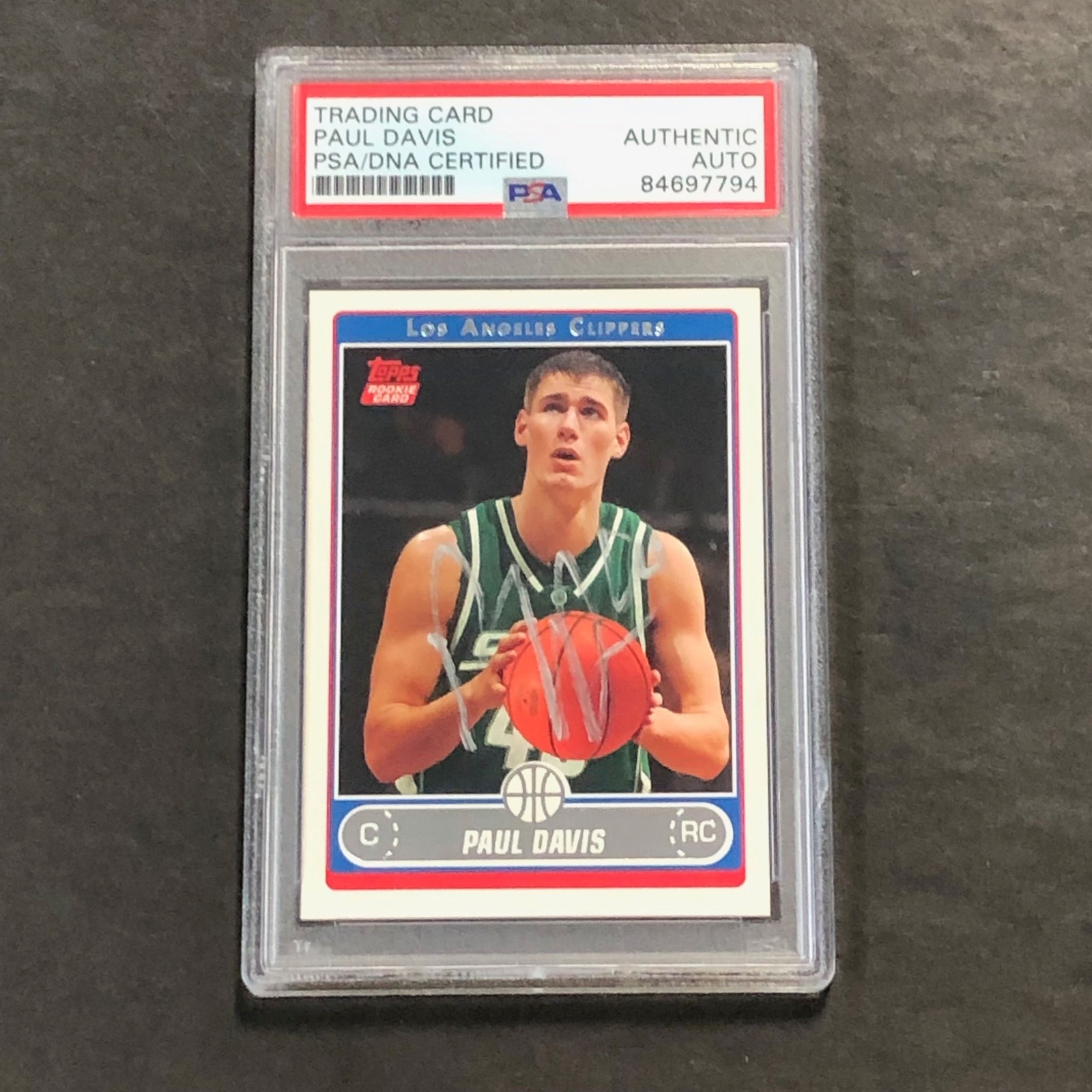 2005-06 Topps Rookie Card #244 Paul Davis Signed Card PSA Slabbed Clippers