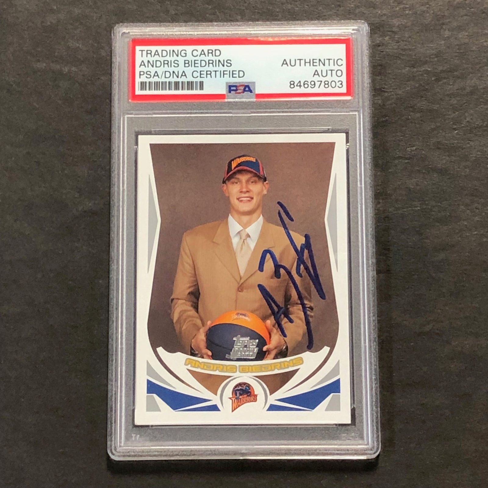 2004-05 Topps #231 Andris Biedrins Signed Card AUTO 10 PSA Slabbed RC Rookie