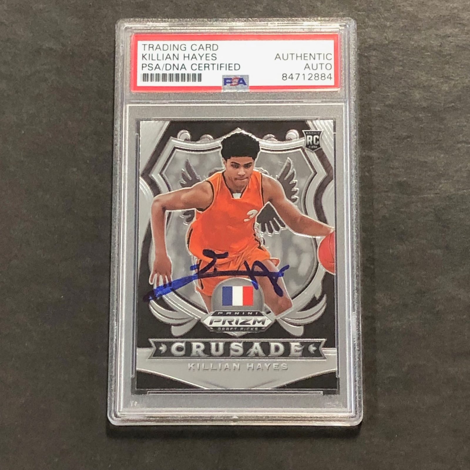 2020-21 Panini Prizm Draft Pick #92 Killian Hayes Signed Card AUTO PSA Slabbed