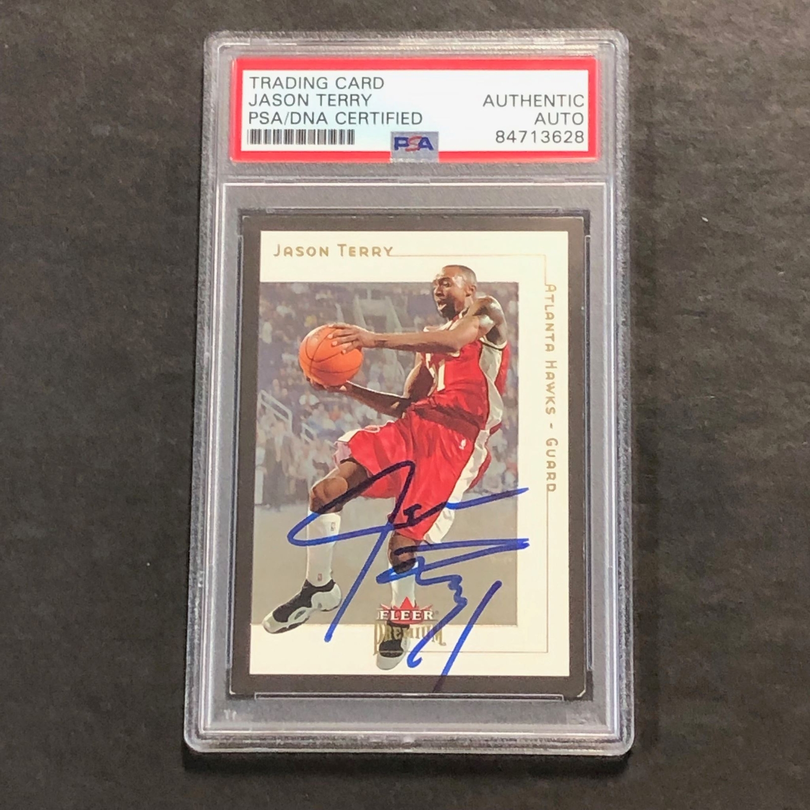 2001-02 Fleer Premium #81 Jason Terry Signed Card AUTO PSA Slabbed Hawks