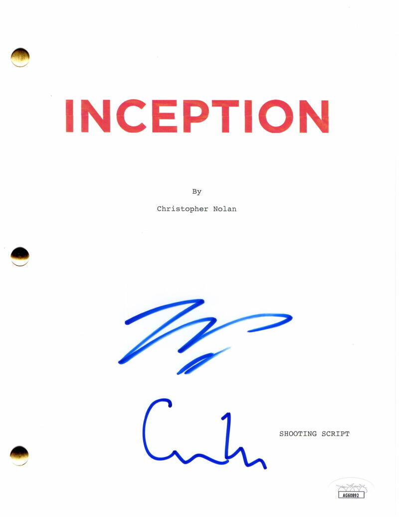 Leonardo Dicaprio Christopher Nolan Signed Autograph Inception Movie Script JSA