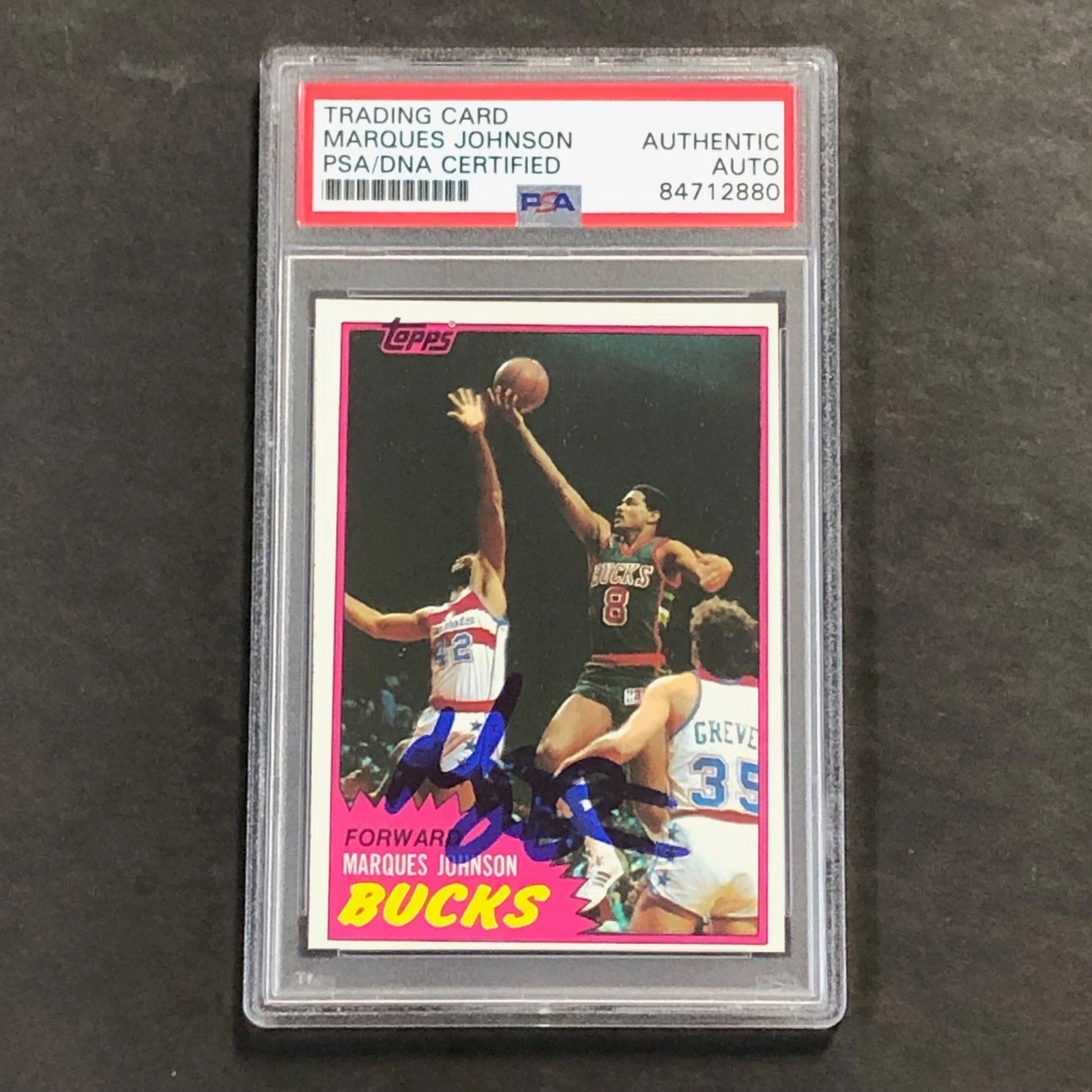 1981-82 Topps #24 MARQUES JOHNSON Signed Card AUTO PSA Slabbed Bucks
