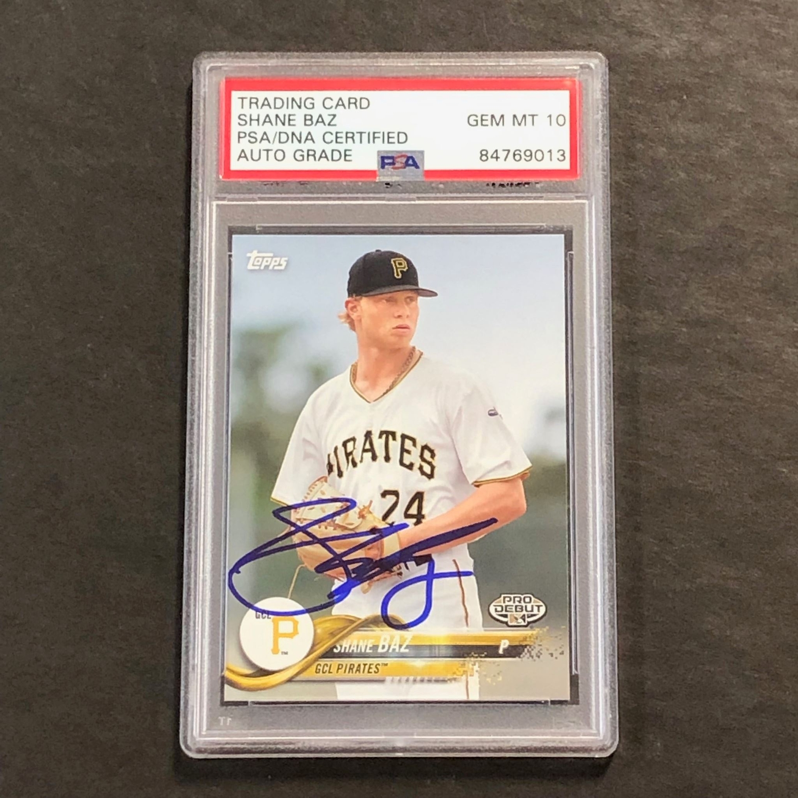 2018 Topps Pro Debut #198 Shane Baz Signed Card PSA Slabbed Auto Grade 10 Pirate
