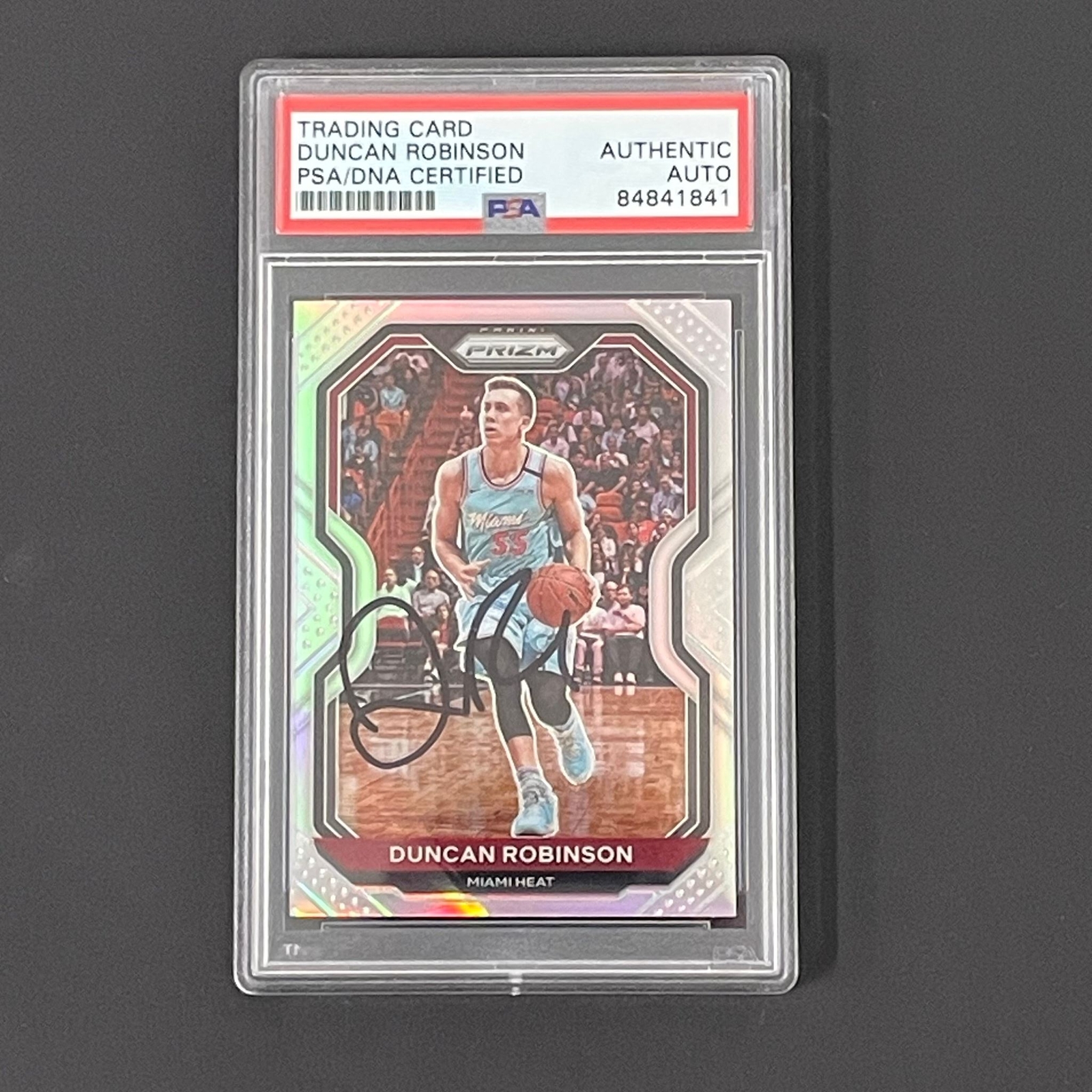 2020-21 Panini Prizm Refractor #181 Duncan Robinson Signed Card PSA Slabbed Heat
