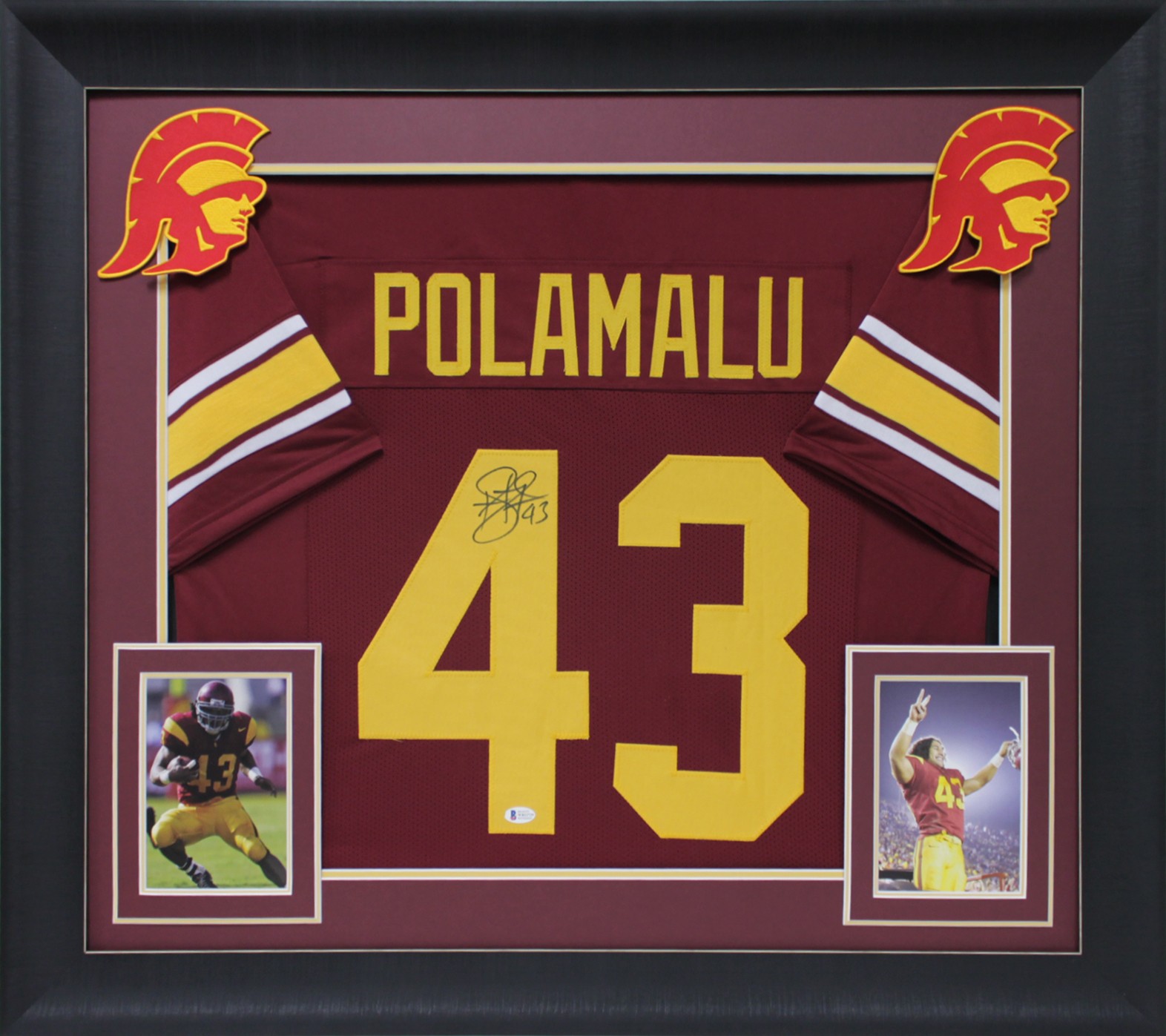 USC TROY POLAMALU AUTHENTIC SIGNED MAROON PRO STYLE FRAMED JERSEY BAS WITNESSED COLLECTIBLE MEMORABILIA