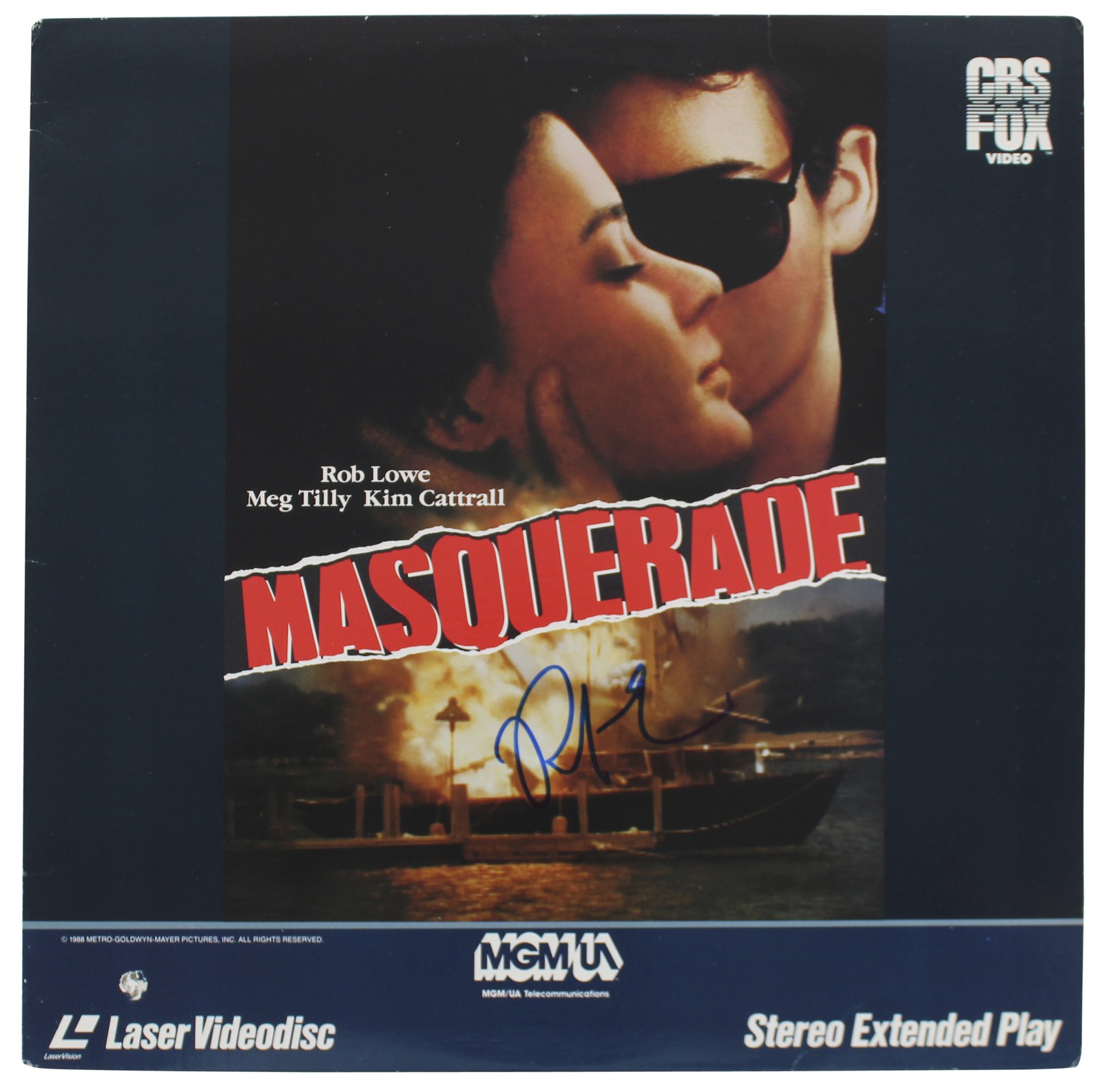 Rob Lowe Authentic Signed Masquerade Laserdisc Without Disc BAS #BG83152