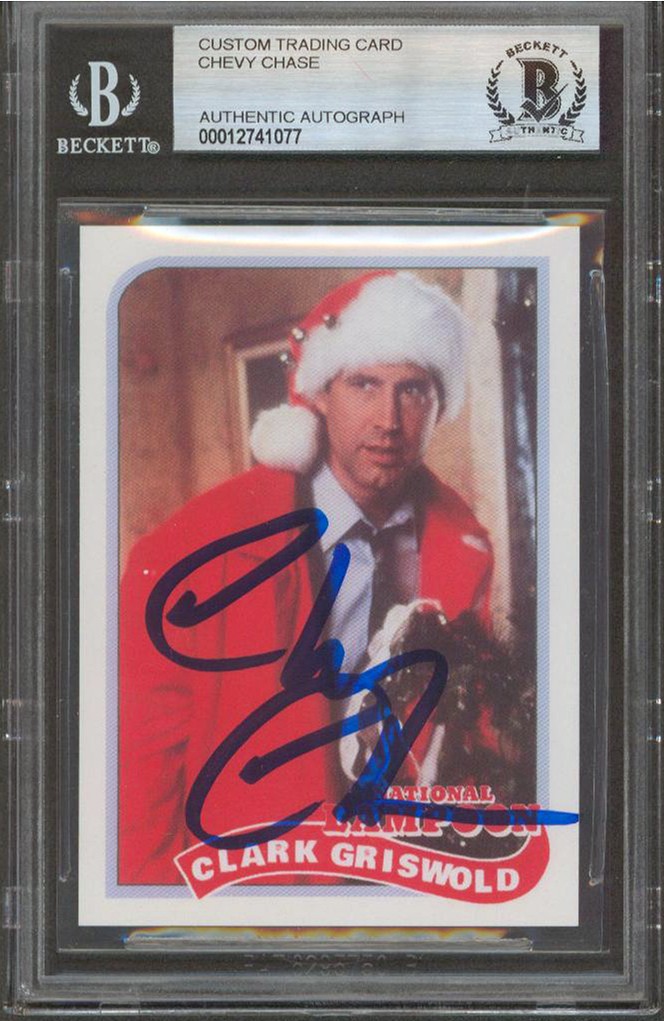 Chevy Chase Christmas Vacation Signed Griswold Custom Trading Card BAS Slabbed 1