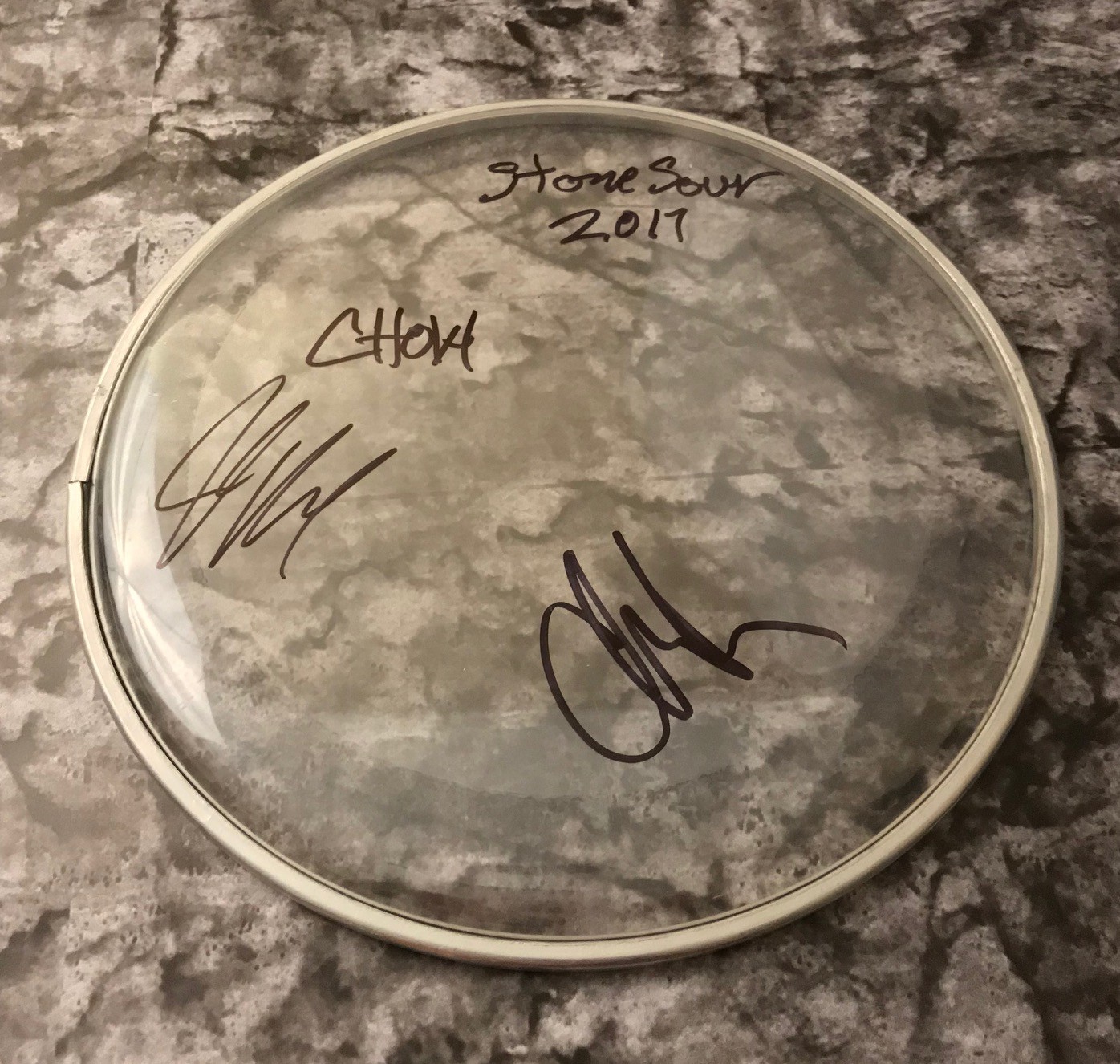 GFA Johny Josh Christian x3 * STONE SOUR * Band Signed Autograph Drumhead COA