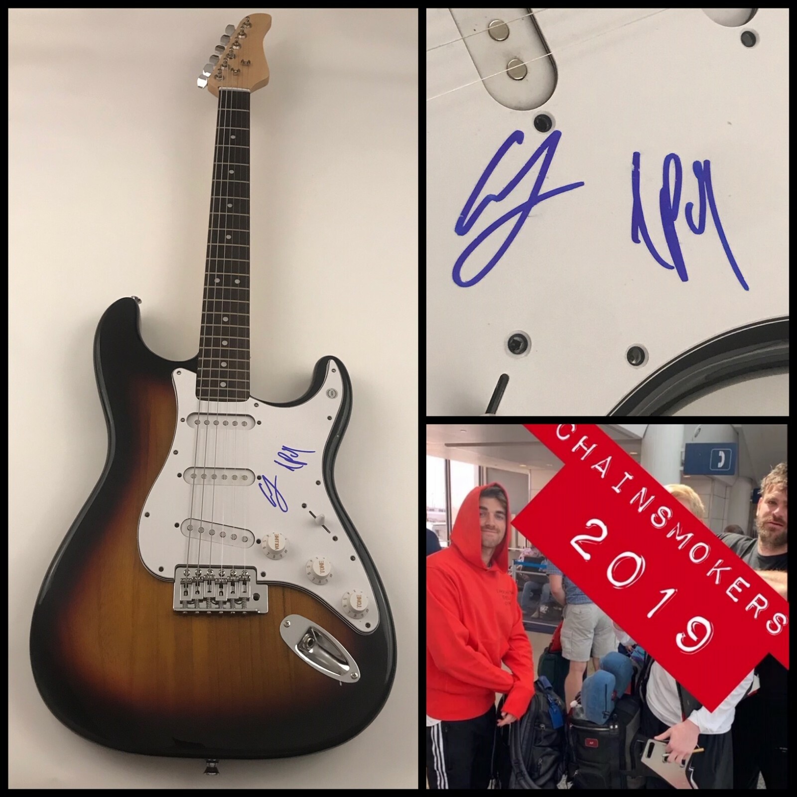 GFA Alex Pall & Andrew Taggart * THE CHAINSMOKERS * Signed Electric Guitar C COA