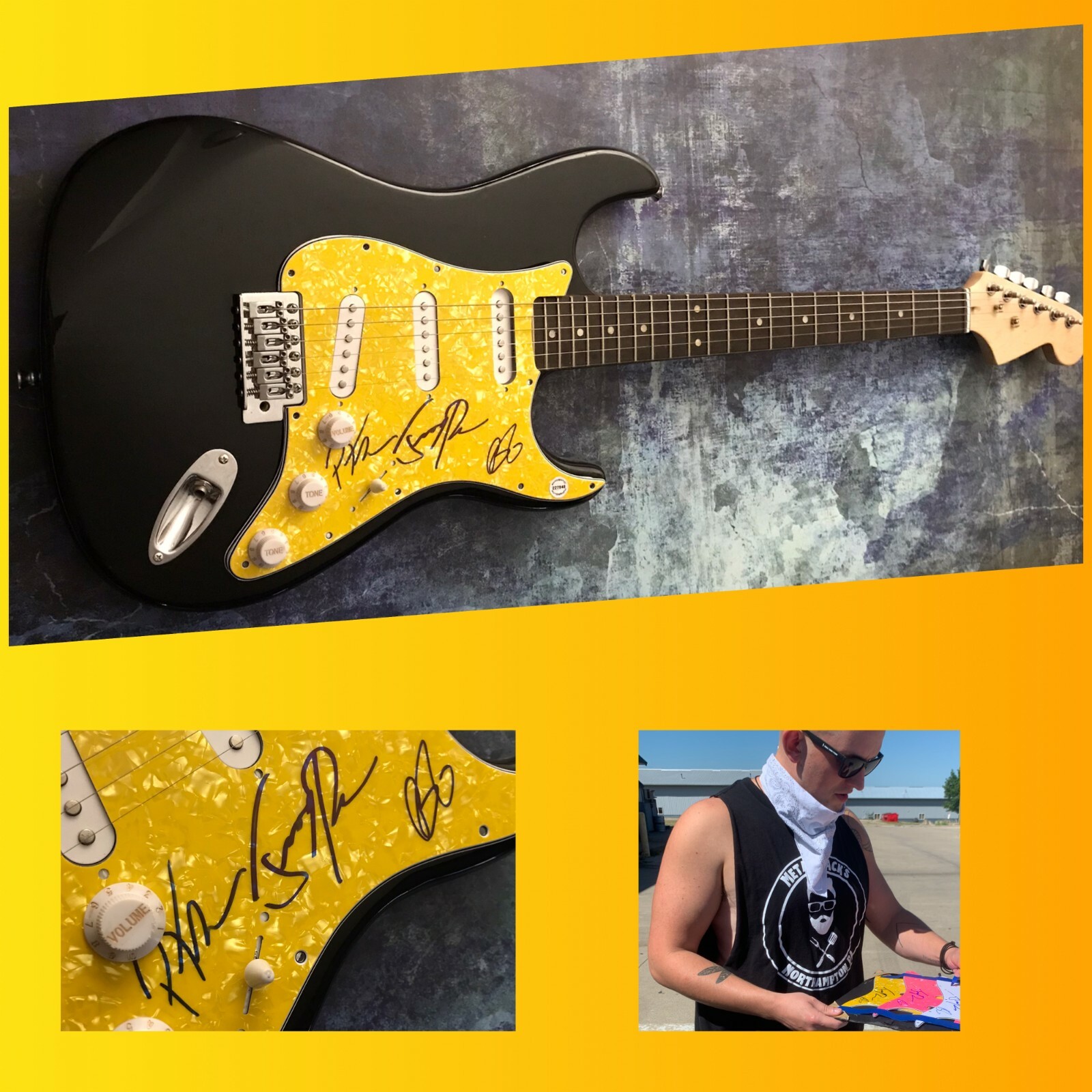 GFA Phillip Freeman x3 Band * SMALL TOWN TITANS * Signed Electric Guitar S3 COA