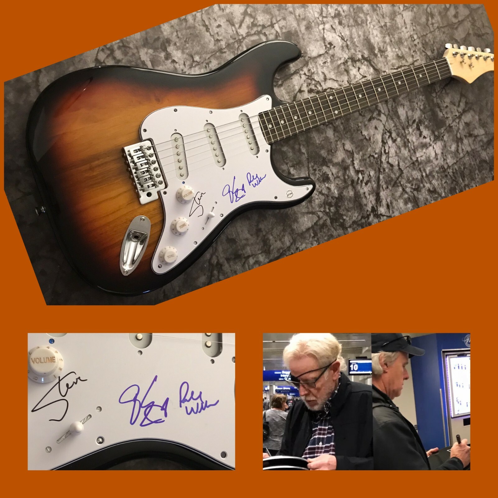 GFA Dust in the Wind x3 Steve Walsh * KANSAS * Band Signed Electric Guitar COA