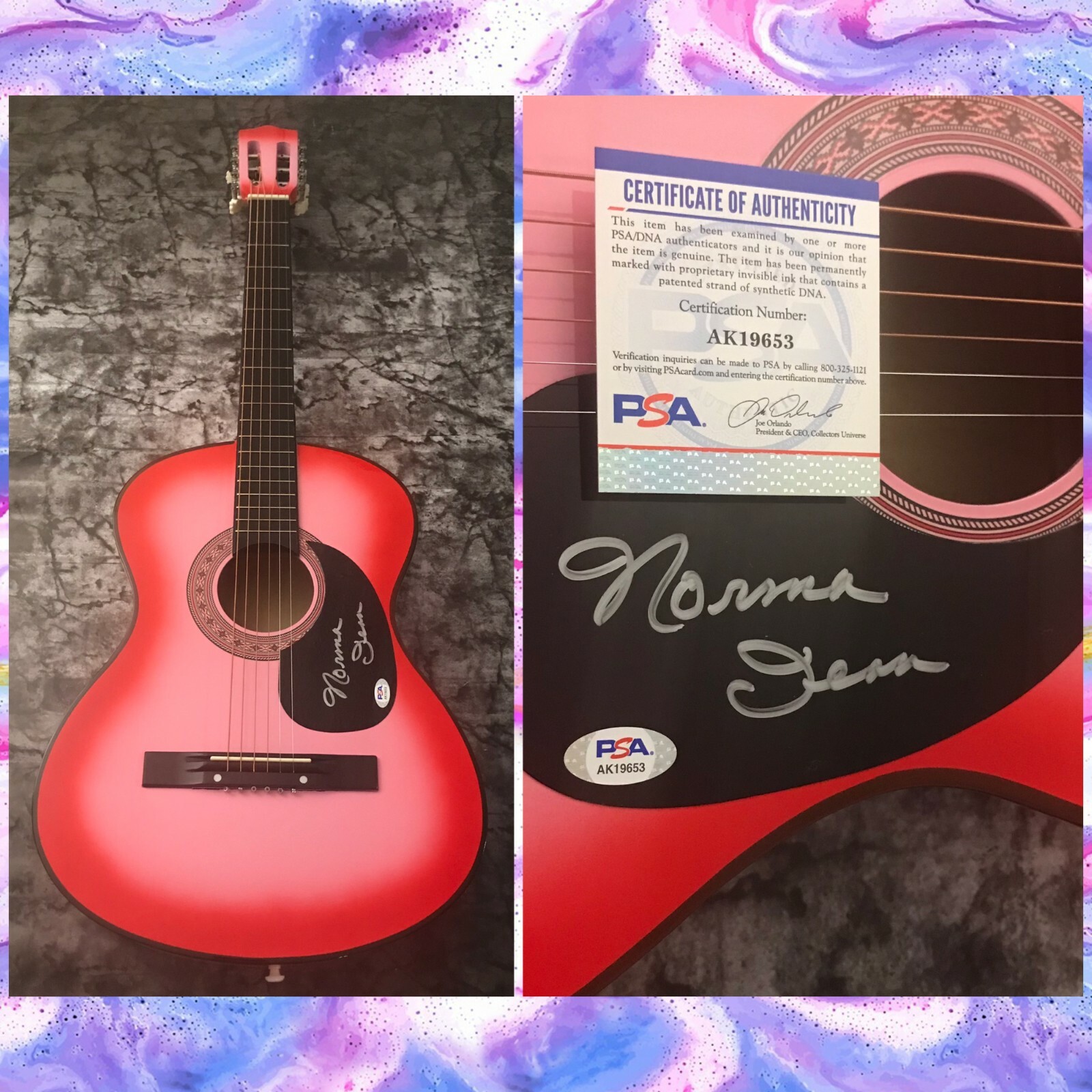 PSA Let's Go All the Way Star * NORMA JEAN * Signed Acoustic Guitar COA