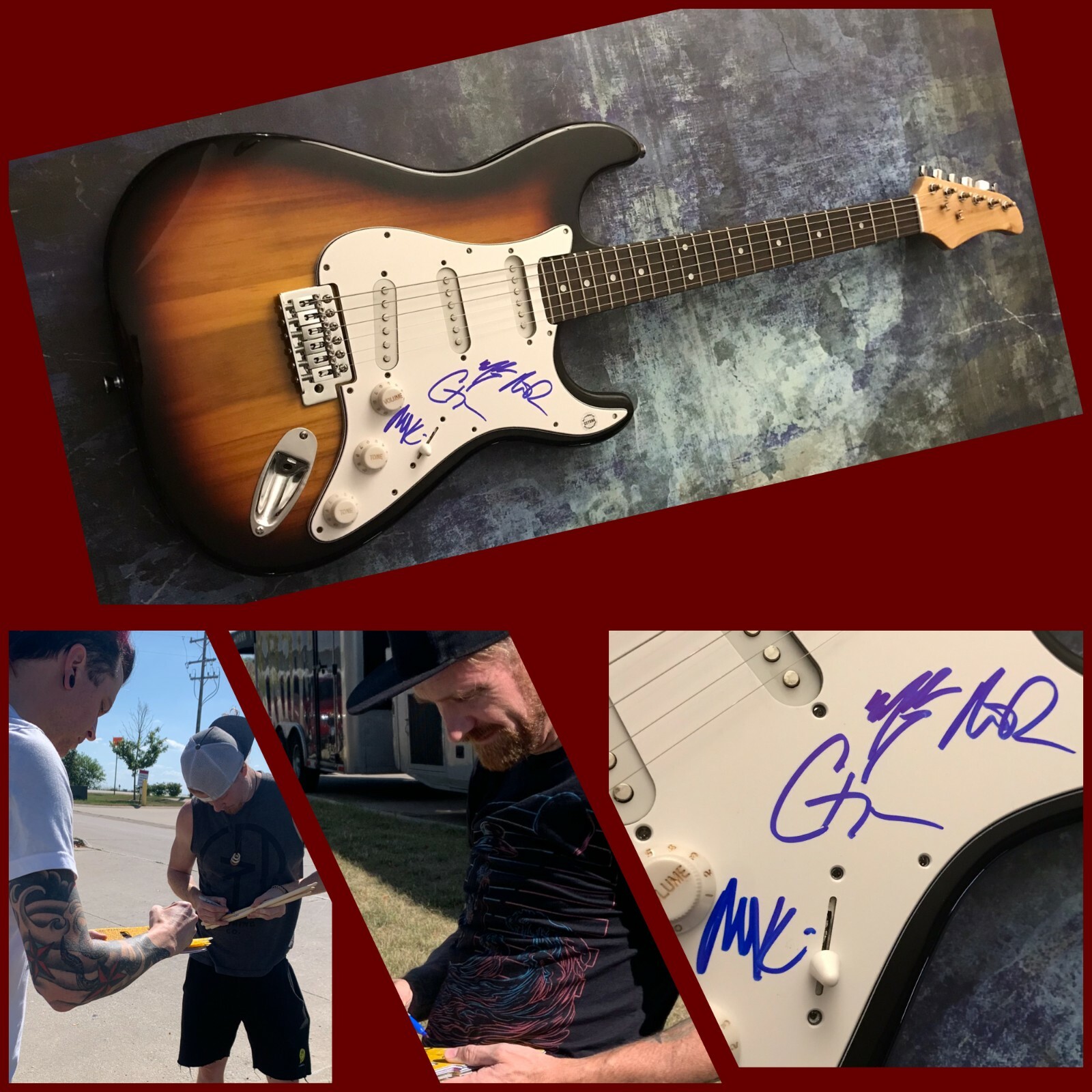 GFA Marshal Dutton x4 Band * HINDER * Signed Electric Guitar PROOF H1 COA