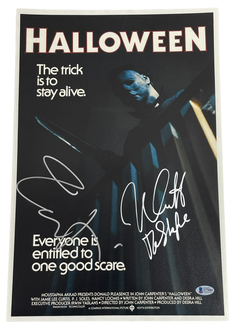 JAMIE LEE CURTIS NICK CASTLE SIGNED HALLOWEEN 12X18 PHOTO AUTOGRAPH BECKETT LOA