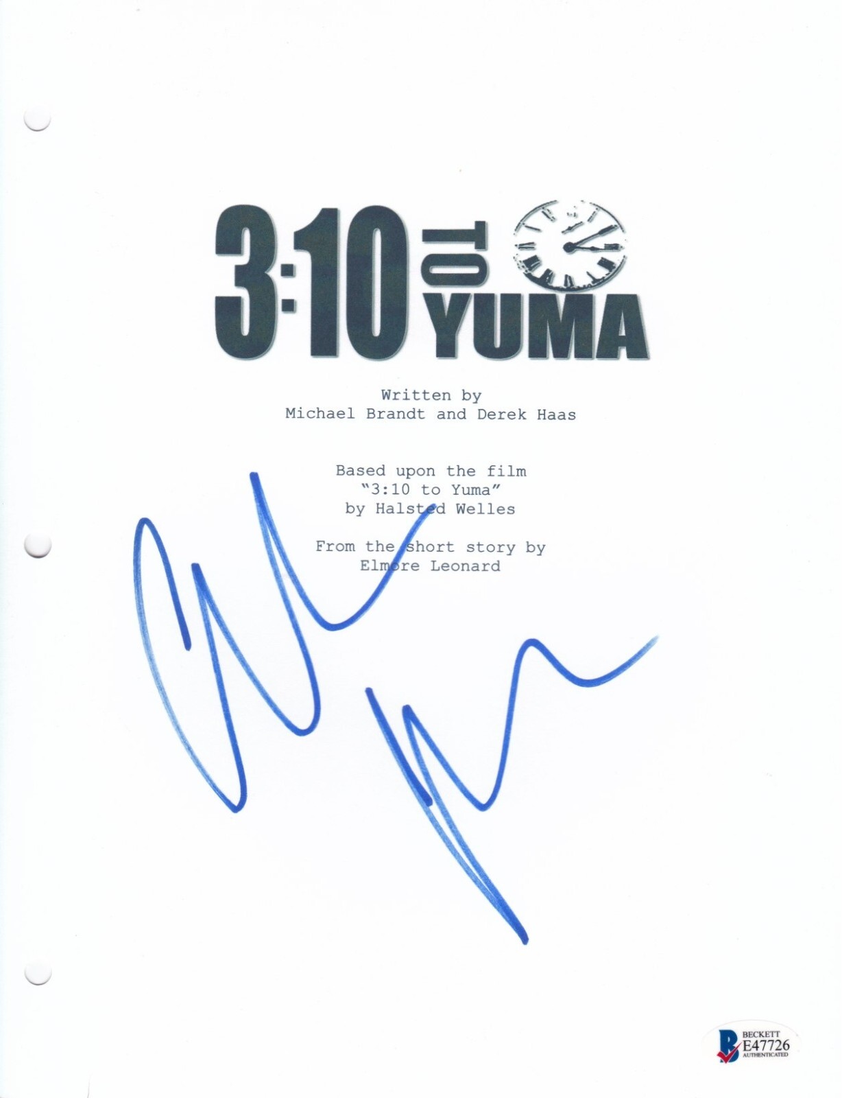 CHRISTIAN BALE SIGNED 3:10 TO YUMA SCRIPT BECKETT BAS AUTOGRAPH AUTO A
