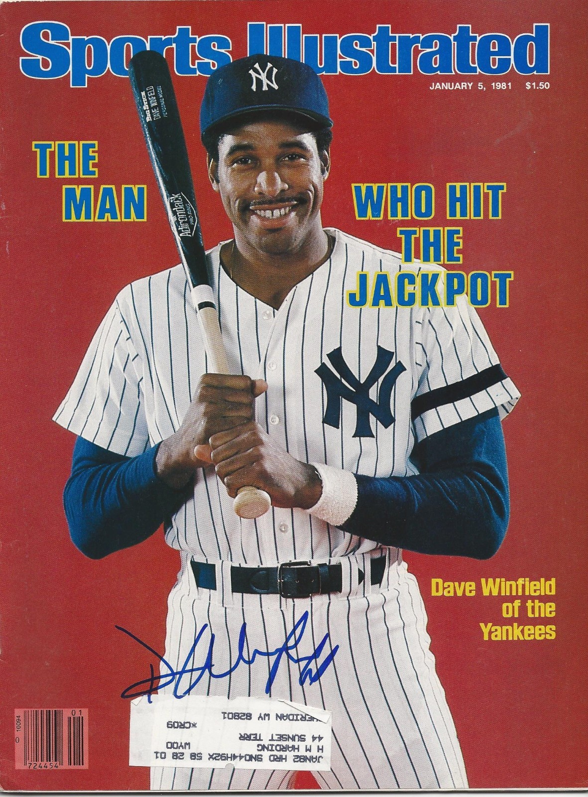 **GFA SPORTS ILLUSTRATED *DAVE WINFIELD* SIGNED SI MAGAZINE AD1 COA** COLLECTIBLE MEMORABILIA