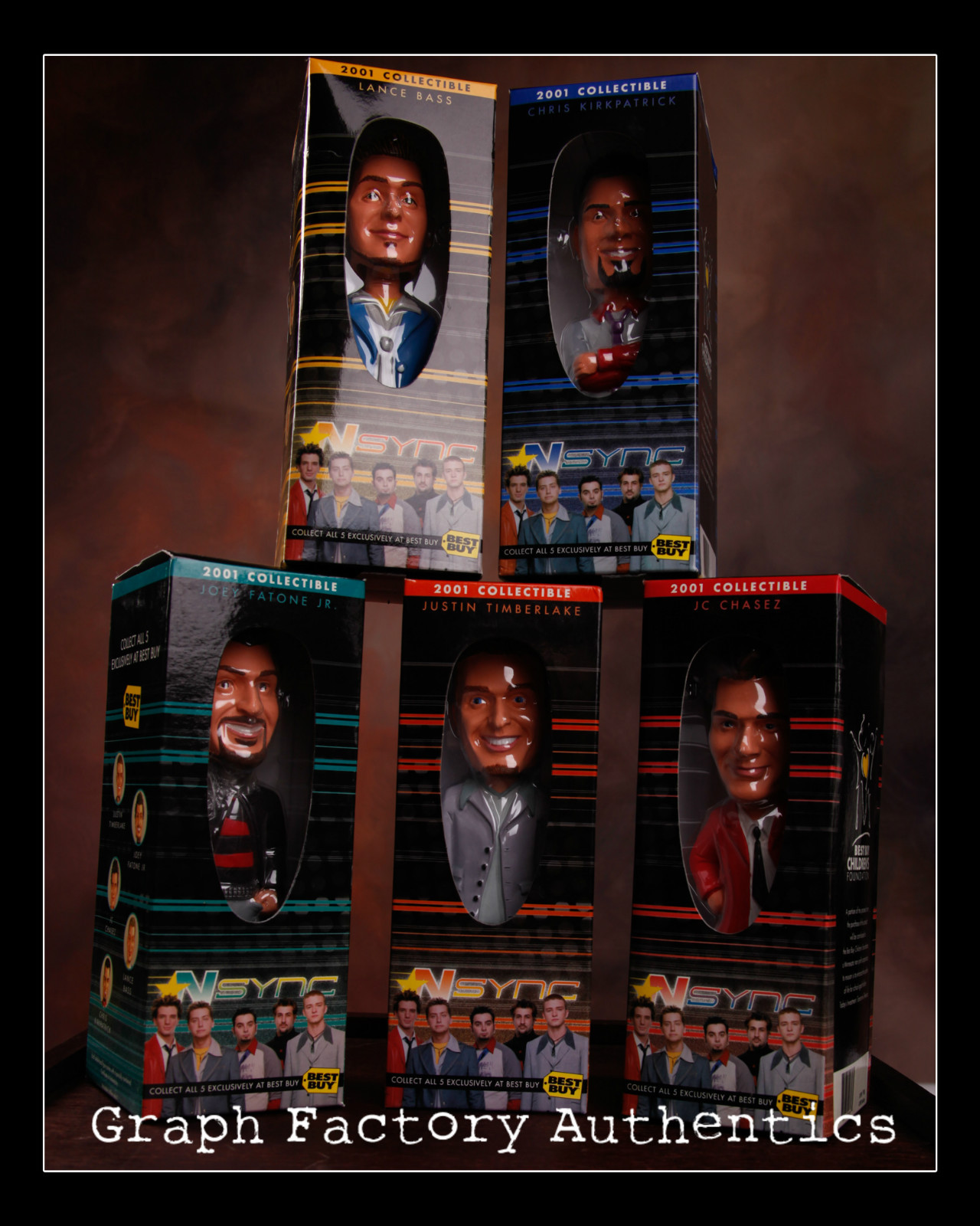 GFA N'sync Boy Band * JUSTIN TIMBERLAKE * Collectors Bobblehead Set VD1 COA