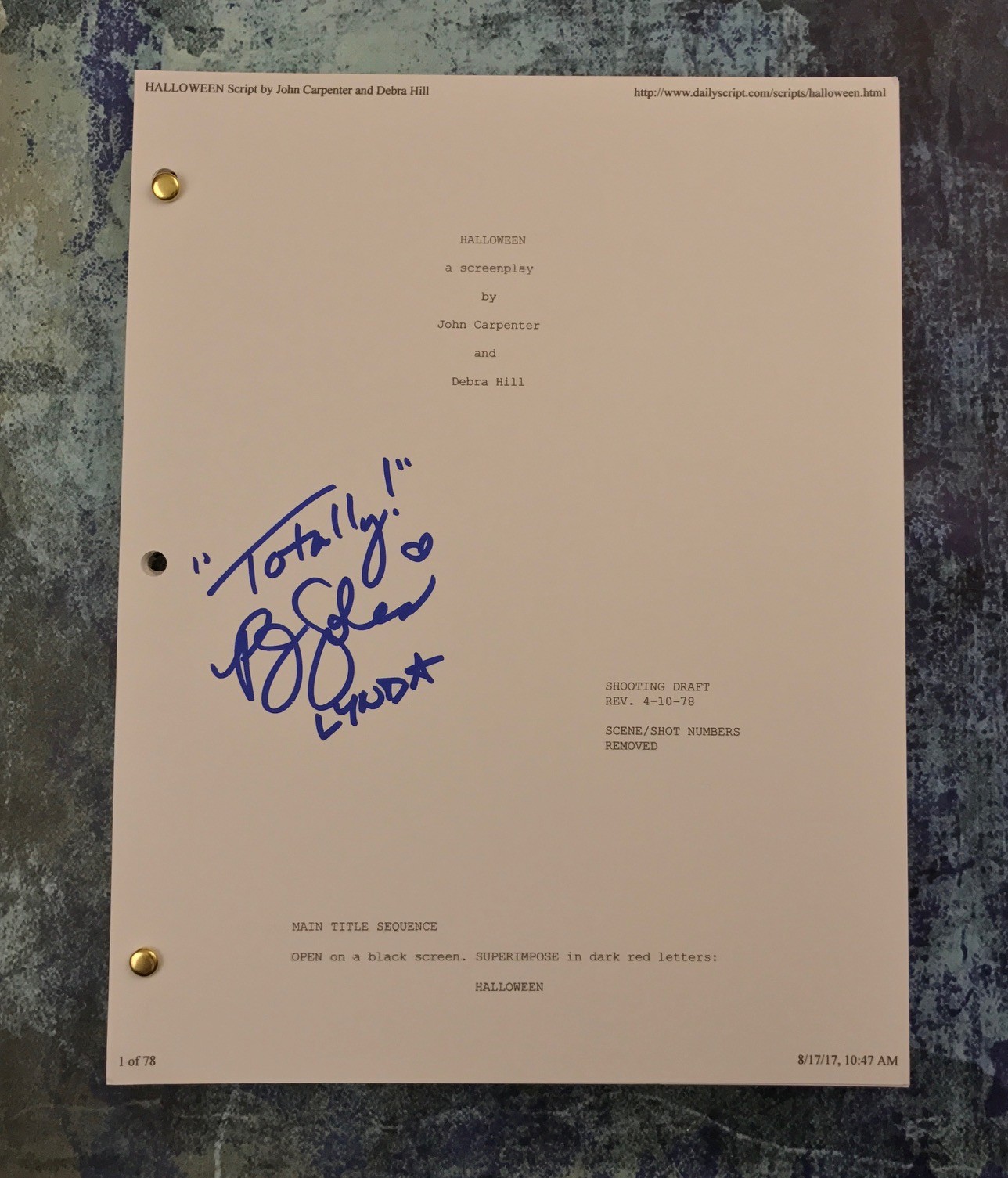 GFA Halloween Lynda * P.J. SOLES * Signed Autographed Movie Script PROOF AD1 COA