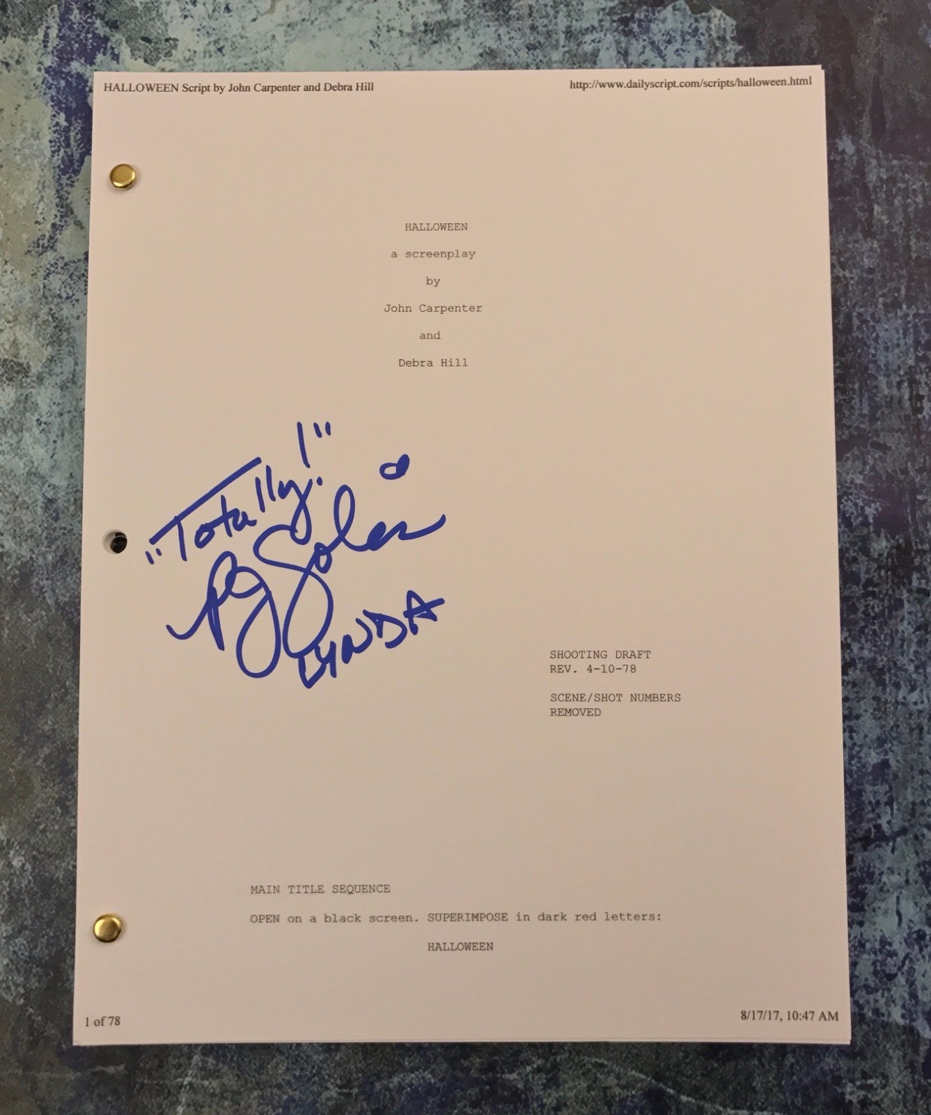 GFA Halloween Lynda * P.J. SOLES * Signed Autographed Movie Script PROOF LA1 COA