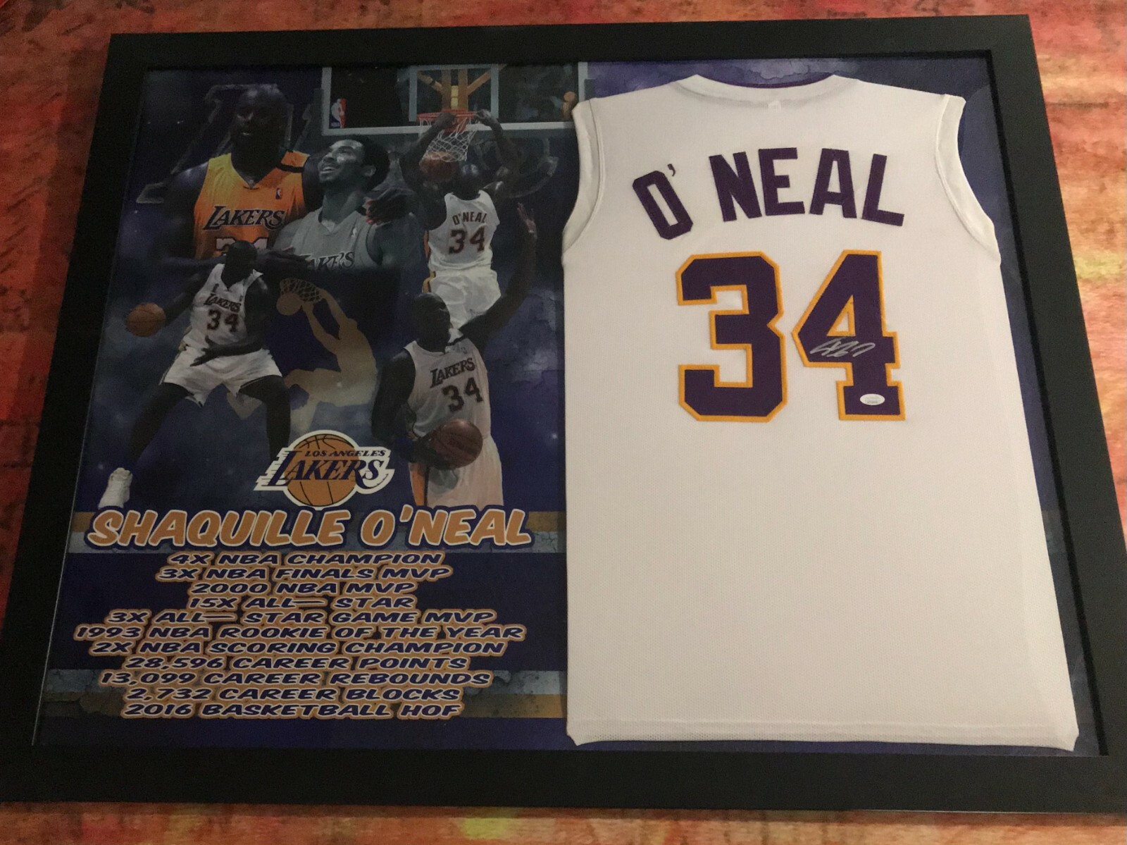 JSA Los Angeles Lakers * SHAQUILLE O'NEAL * Signed Shaq Framed Jersey COA