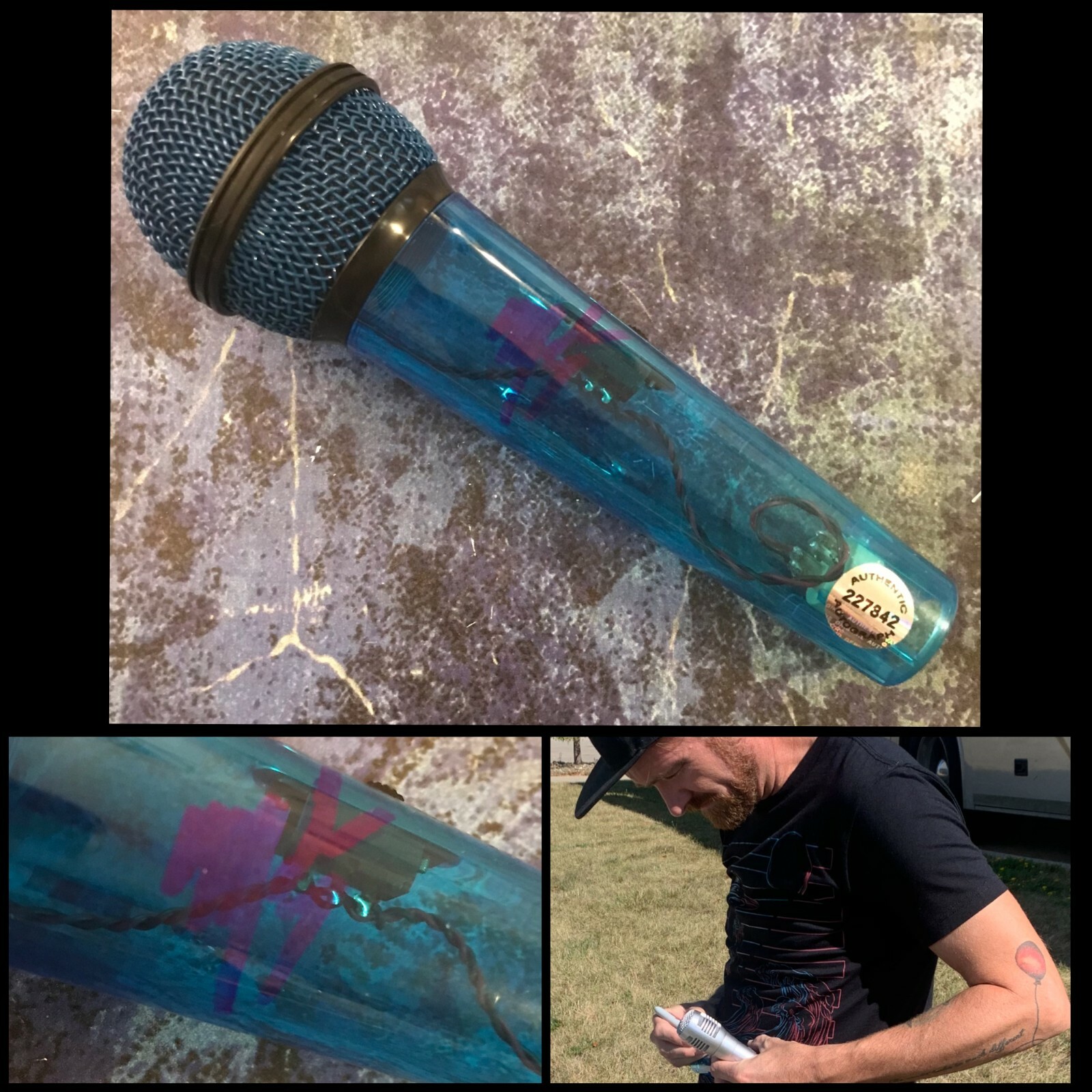 GFA Hinder Band Rock Star * MARSHAL DUTTON * Signed Blue Microphone PROOF COA