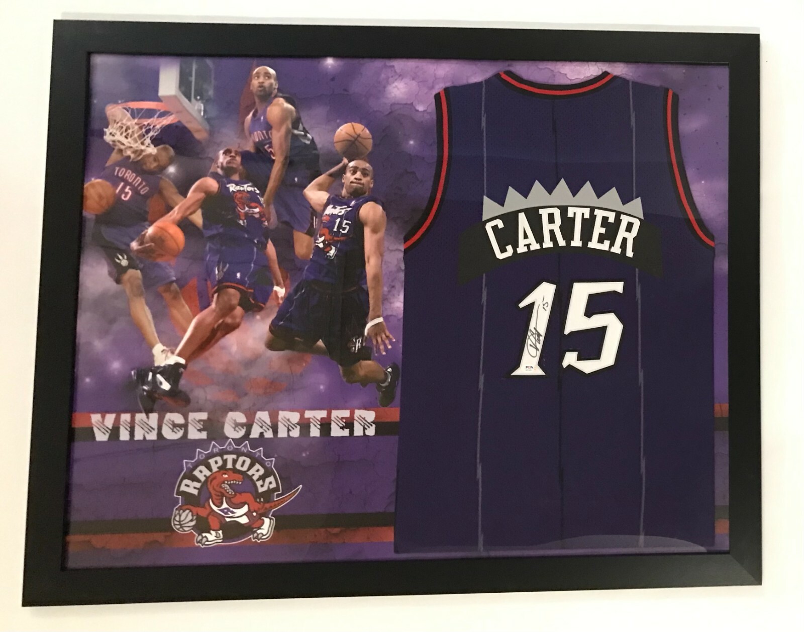PSA Toronto Raptors Air Canada * VINCE CARTER * Signed 1/1 Framed Jersey COA