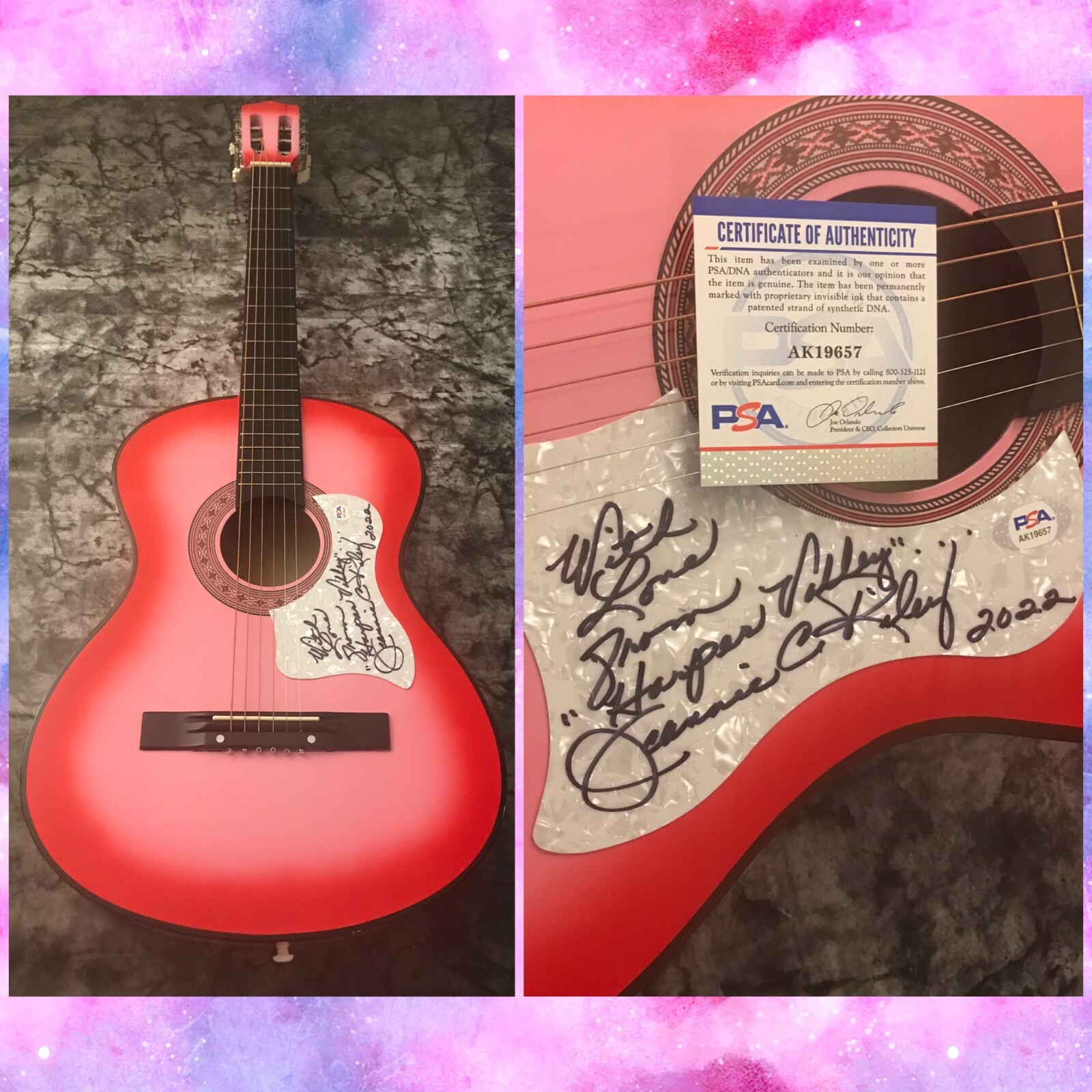 PSA Harper Valley PTA Star * JEANNIE C. RILEY * Signed Acoustic Guitar COA