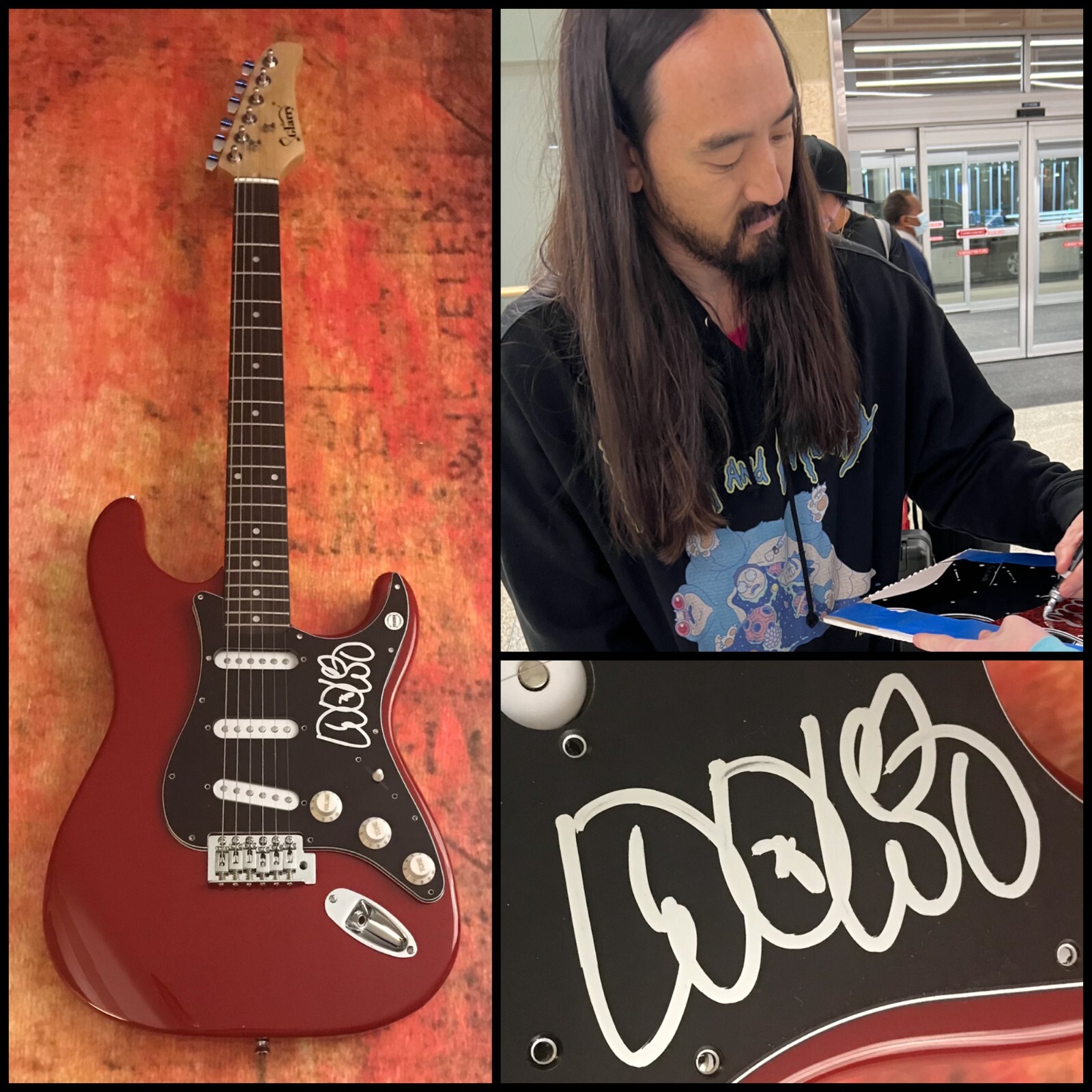 GFA Pursuit of Happiness * STEVE AOKI * Signed Electric Guitar PROOF A4 COA