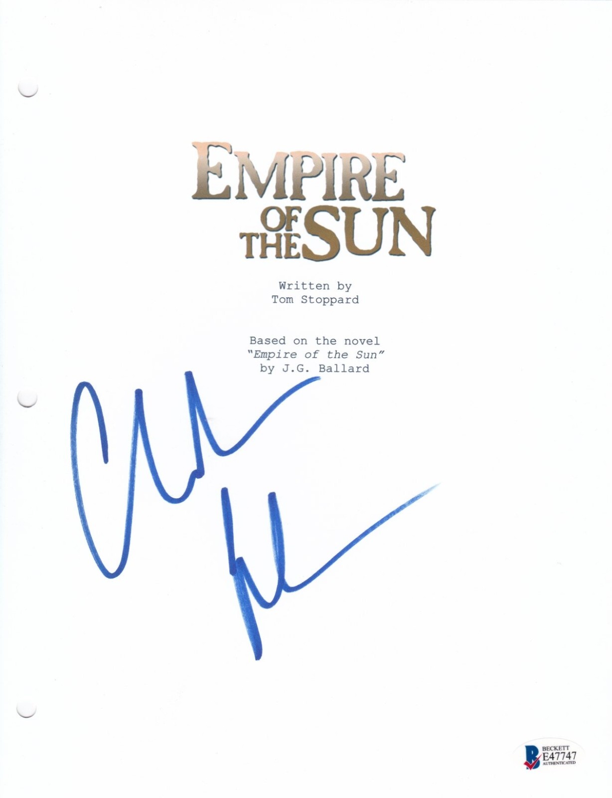 CHRISTIAN BALE SIGNED EMPIRE OF THE SUN SCRIPT BECKETT BAS AUTOGRAPH AUTO A