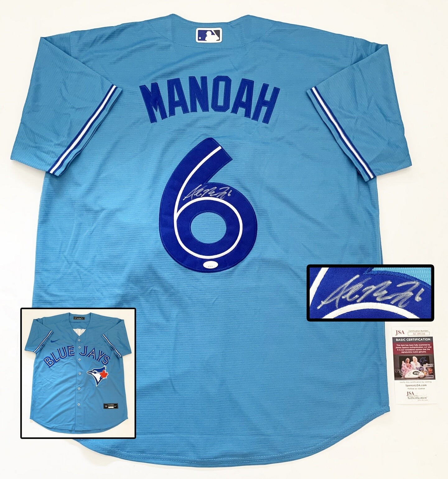 Alek Manoah Signed Jersey JSA Toronto Blue Jays COA