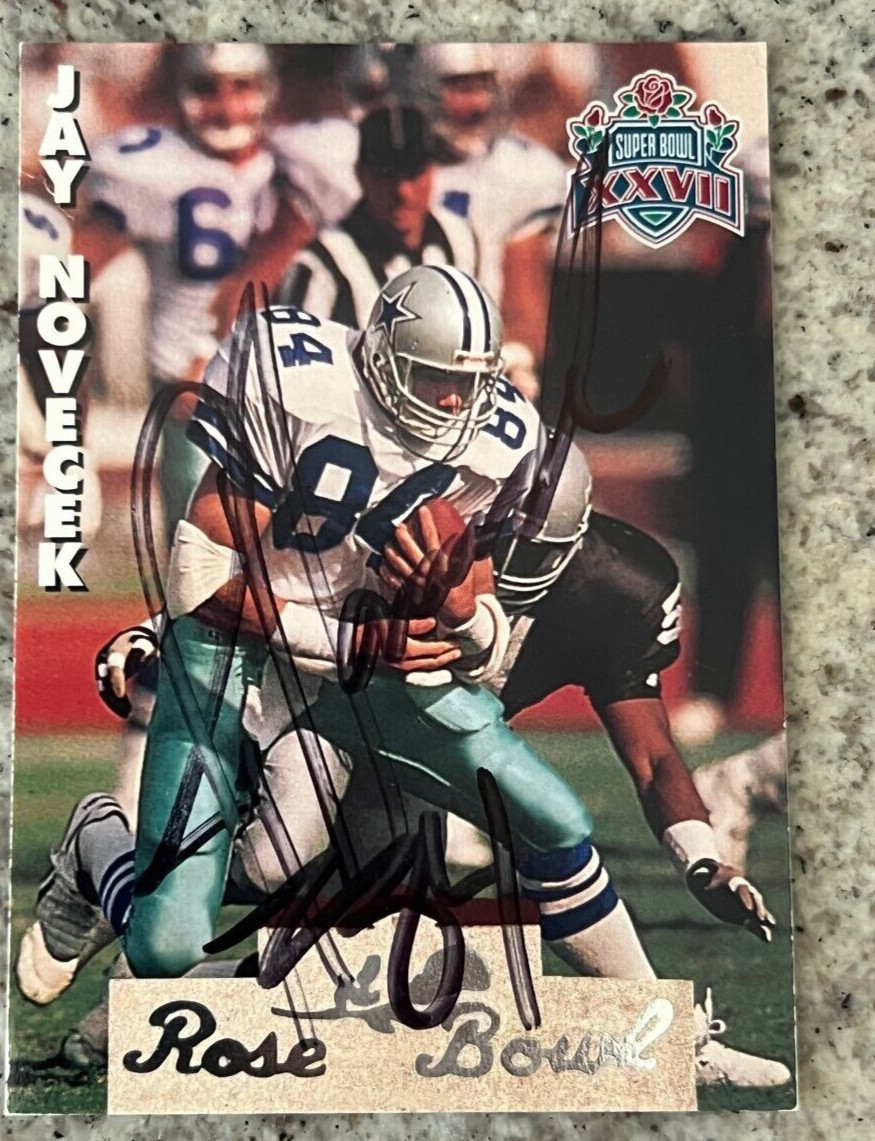 JAY NOVACEK SIGNED AUTOGRAPHED 1993 Heads & Tails Team Super Bowl XXVII Card