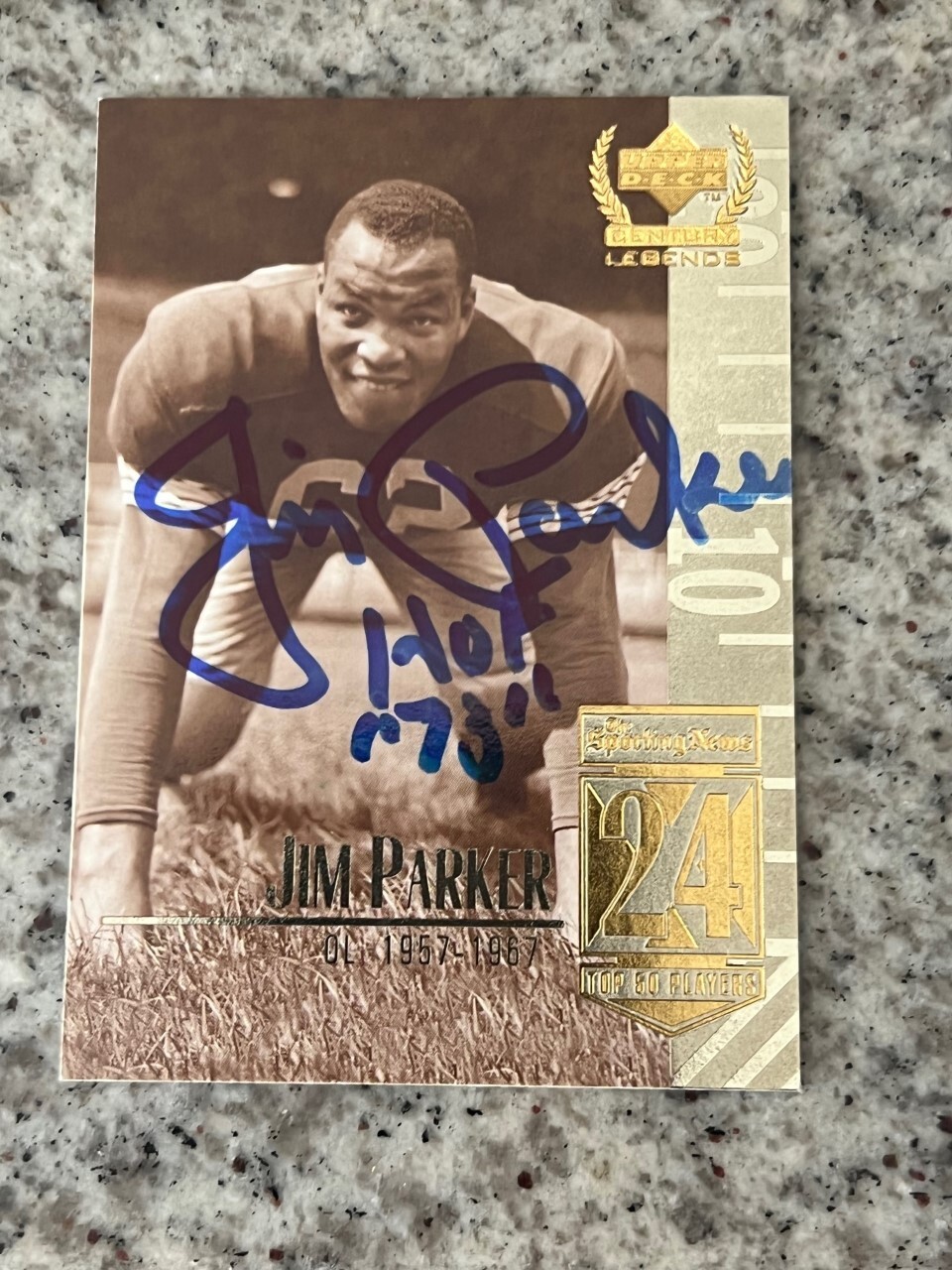 Jim Parker signed autographed 1999 Upper Deck Century Legends Baltimore Colts 24