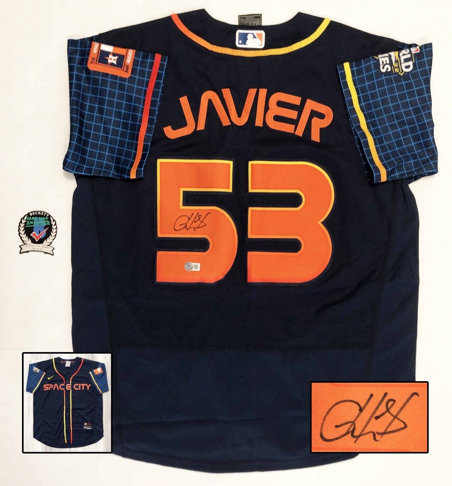 Cristian Javier Signed Jersey Houston Astros 2022 WS Champ Beckett BAS COA
