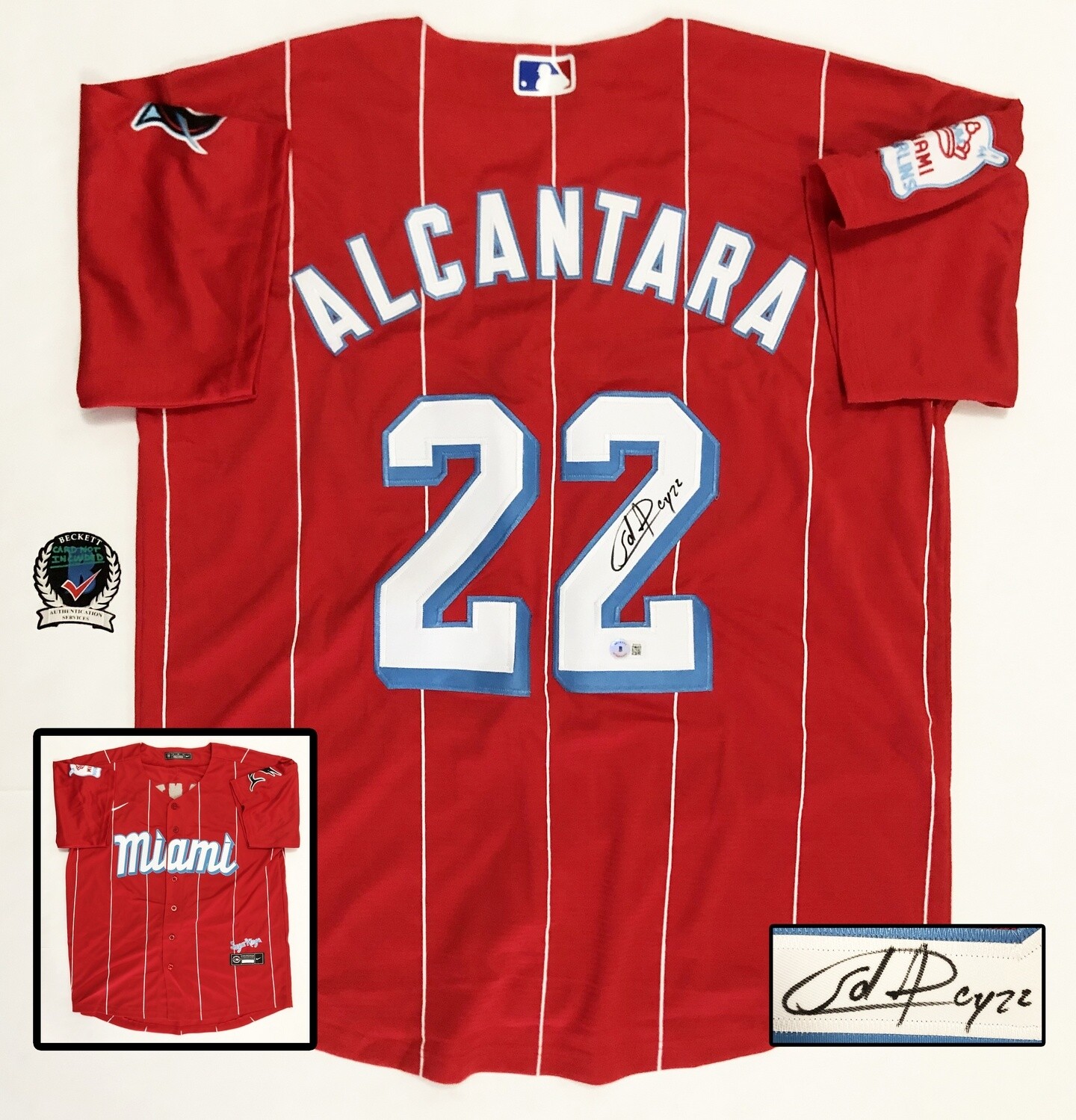 Sandy Alcantara Signed Jersey Miami Marlins Beckett BAS 1 COA
