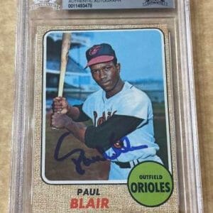 1968 TOPPS PAUL BLAIR ORIOLES SIGNED CARD BECKETT AUTHENTIC AUTOGRAPH