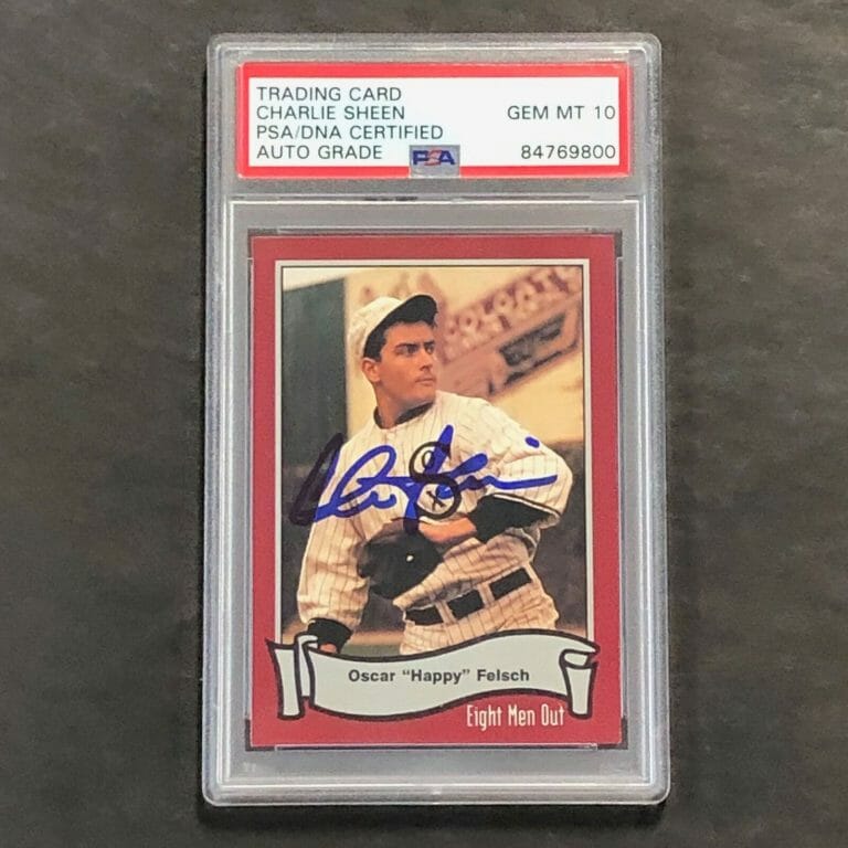 1988 PACIFIC BASEBALL #76 EIGHT MEN OUT CARD CHARLIE SHEEN SIGNED PSA AUTO 10 COLLECTIBLE MEMORABILIA