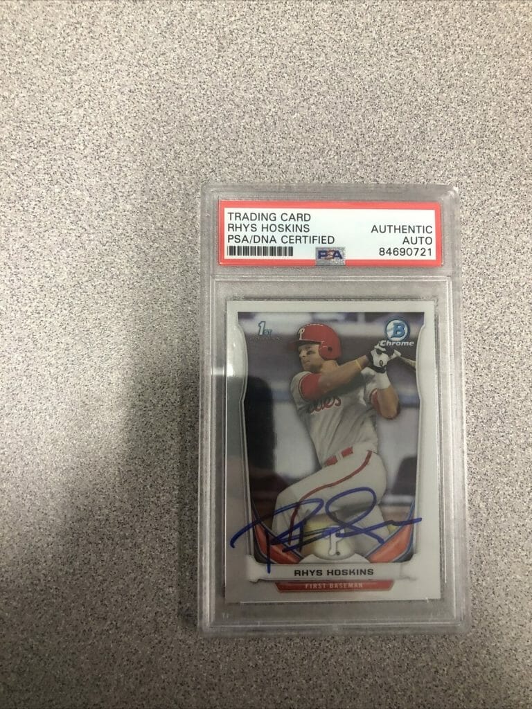 2014 BOWMAN CHROME DRAFT RHYS HOSKINS PHILLIES SIGNED AUTO RC PSA/DNA COLLECTIBLE MEMORABILIA