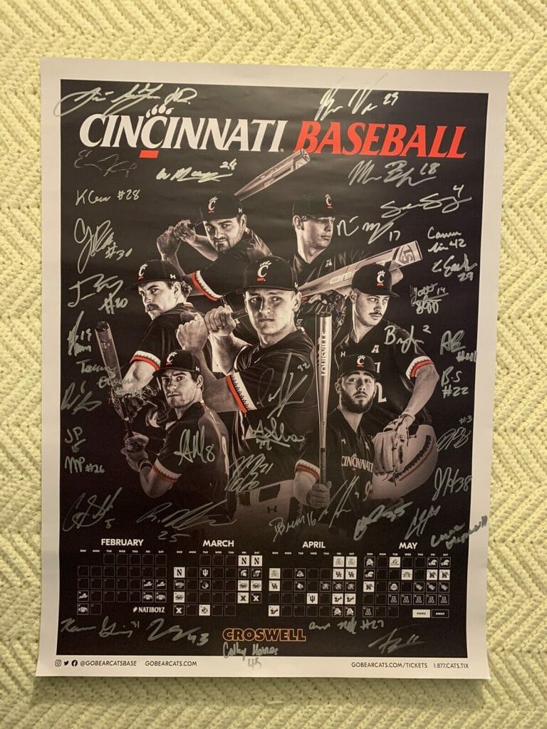 2022 UNIVERSITY OF CINCINNATI BEARCATS BASEBALL TEAM SIGNED POSTER AAC NCAA
 COLLECTIBLE MEMORABILIA