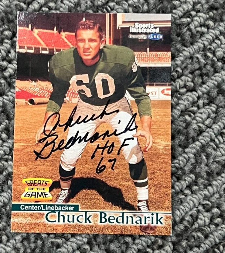 CHUCK BEDNARIK SIGNED AUTOGRAPHED 1999 FLEER GREATS OF THE GAME SPORTS