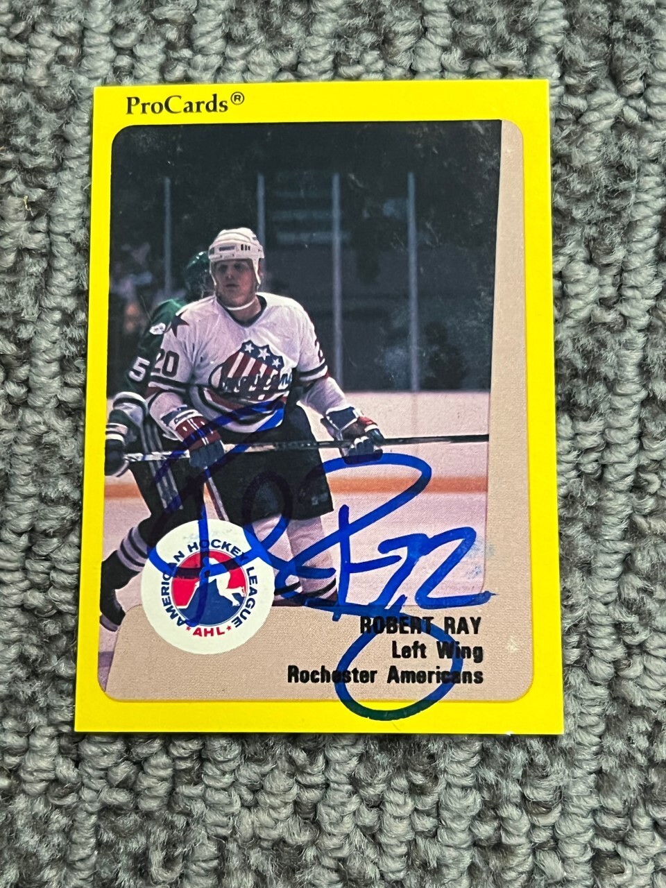 Rob Ray signed autographed 1989-90 Rochester Americans Amerks Card AHL Procards